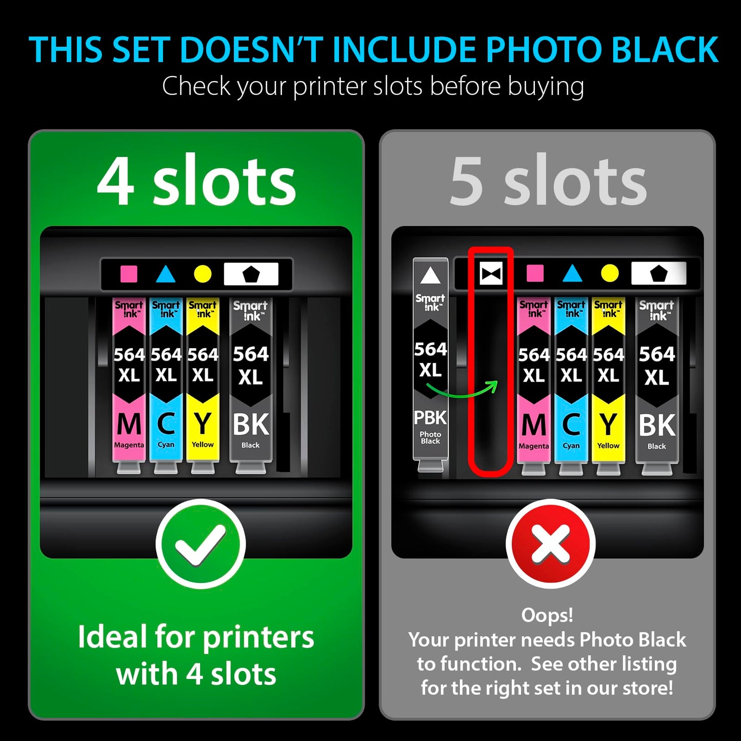 Smart Ink Compatible Ink Cartridges for HP 564 XL 564XL High Yield 10 Pack(4BK & 2C/M/Y) for HP 3520 3521 3522 3070A 4610 4620 4622 5510 5512 5515 5520 5522 5525 6510 6515 6520 6525 B209a B210a B210e