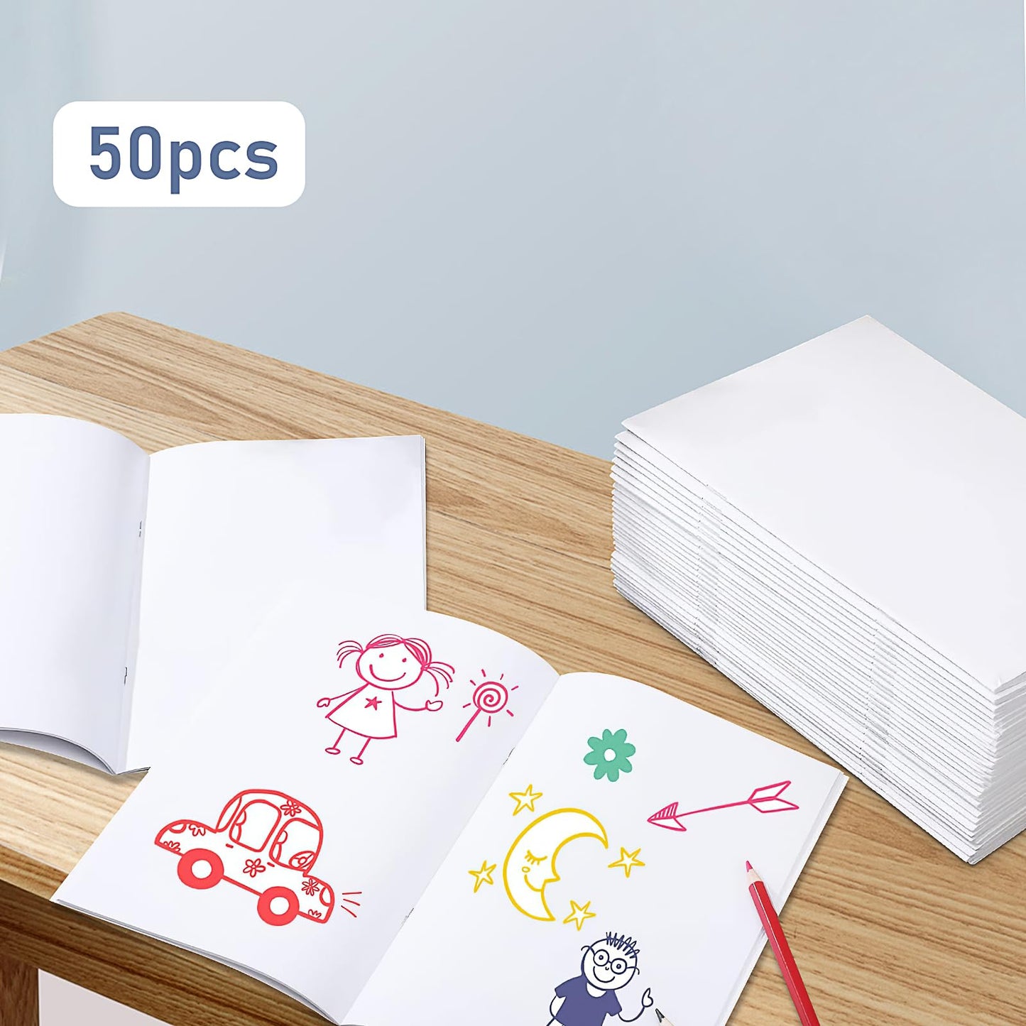 50 Pack Blank Notebooks Bulk, A5 Unlined Softcover Notebooks 5.5 x 8.3 Inch, Plain Paper Sketchbook Journals, White Cover Notepads for Writing, Sketching, Notes, Office, School & DIY Personalization