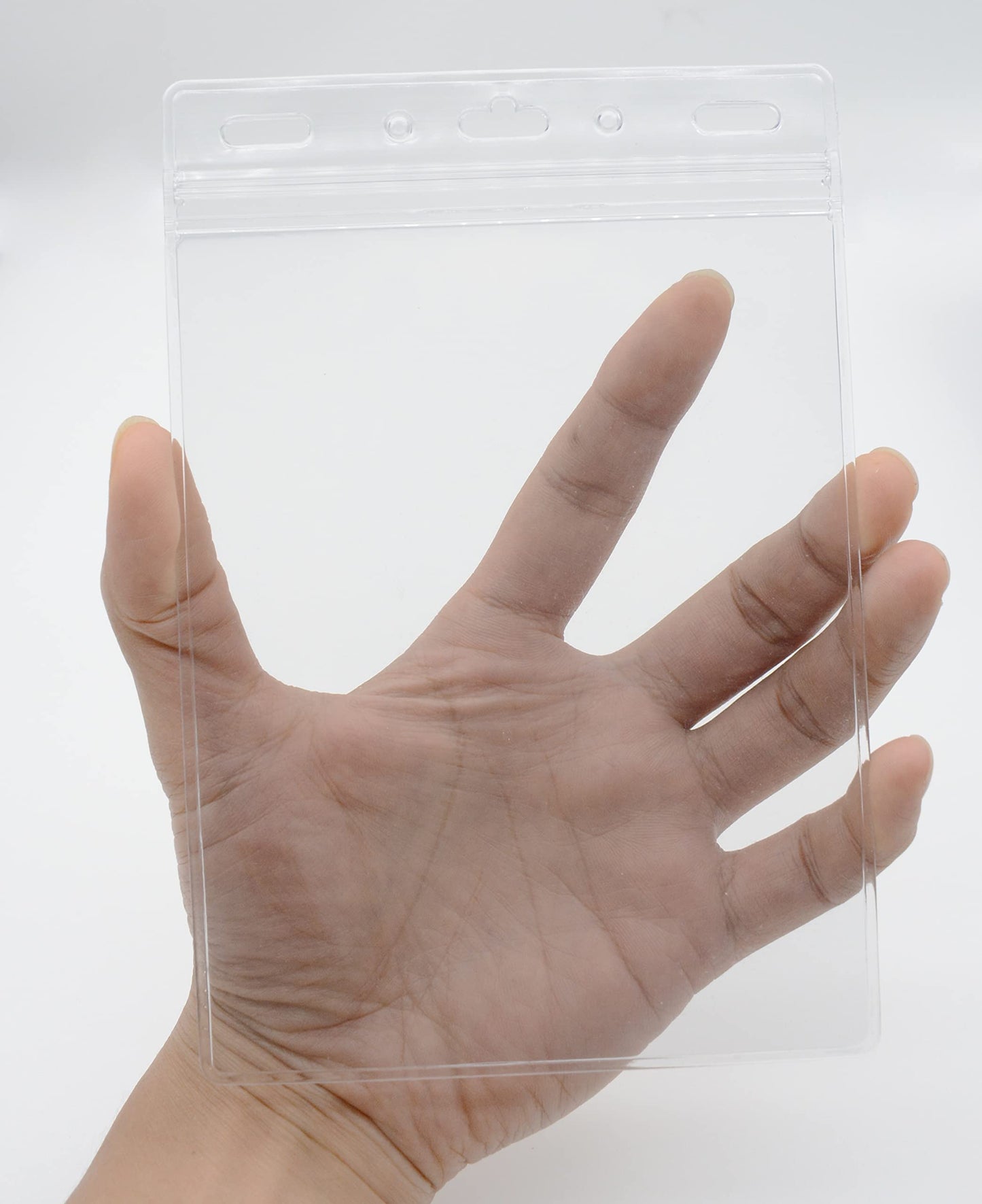 100 Pack -Extra Large 4 3/8 X 6 Passport & Badge Holder - Sealable Clear Plastic 4 X 6 Card Insert Protector for Sports Tickets, Press Passes and Name Badges by WINURE