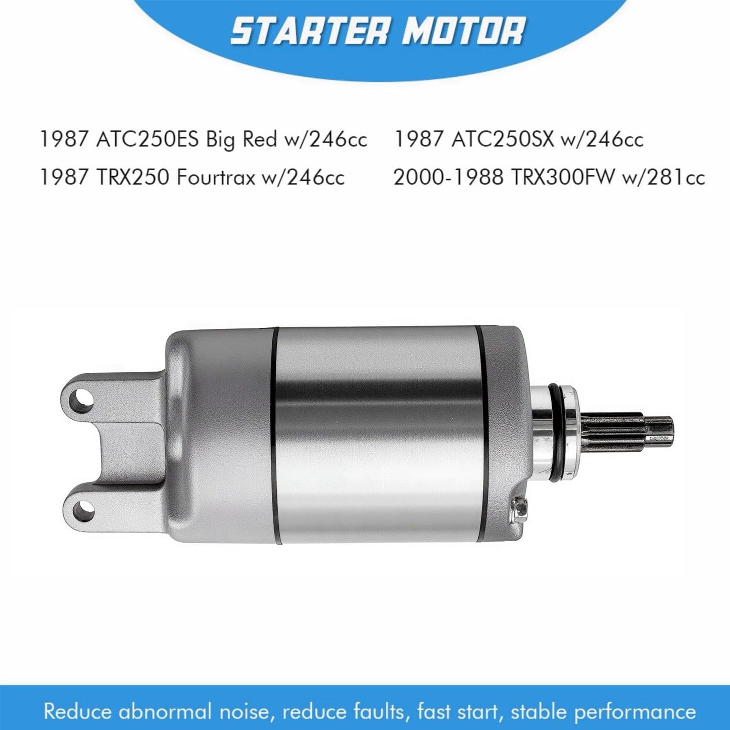 Starter Motor Replacement for 1987-2000 Honda TRX300 TRX250 ATC250 Four Trax 12V CCW 10-SPL Shaft 31200HC4023 31200HC4033,SM13213 128000-4400 SMU0028 41054001 31200-HA6-306