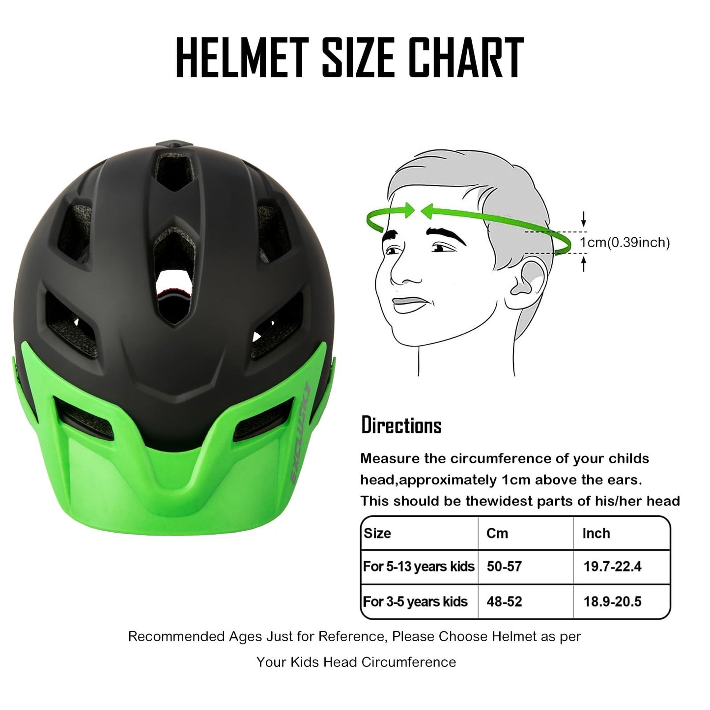 EXCLUSKY Kids Helmet, Kids Bike Helmet Lightweight Adjustable Child Helmet for Boys Girls 50-57cm