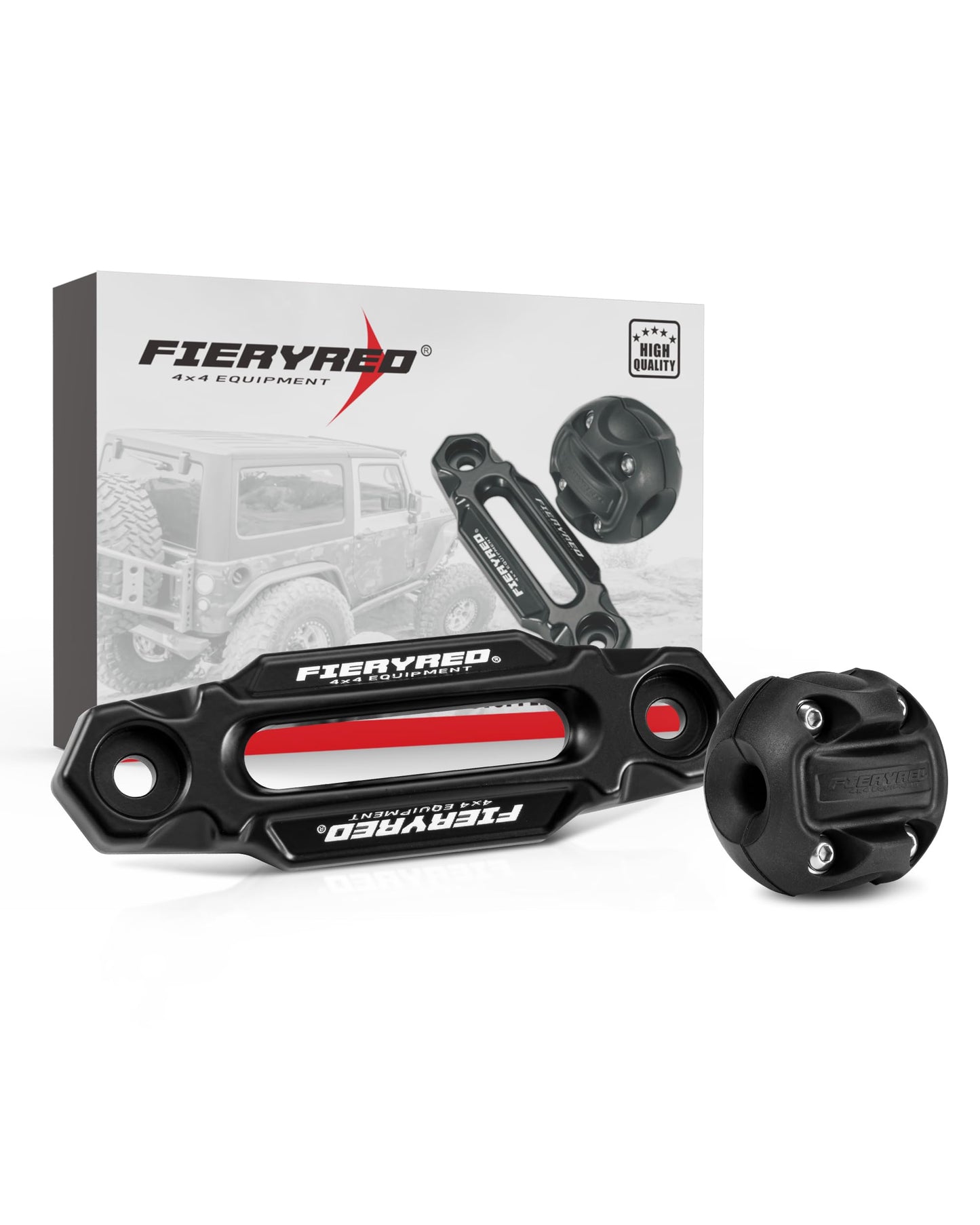 FIERYRED Winch Hawse Fairlead 4-7/8 Inch Bolt Pattern 6inch Aluminum Fairlead Rubber Winch Stopper Kit Compatible with 3500lbs - 4500lbs Winch and Synthetic Rope