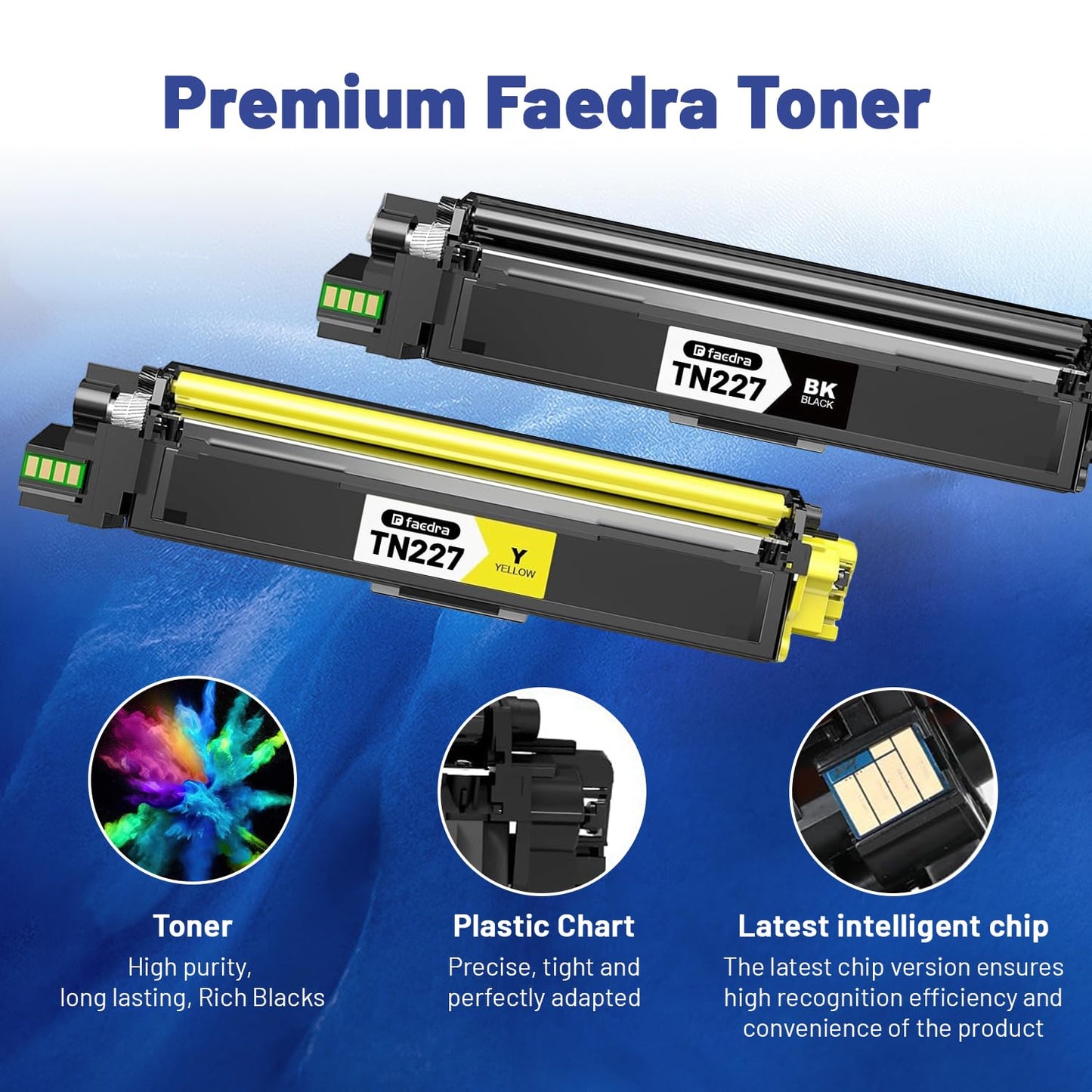 (with Chip) TN227 Toner Cartridge Compatible Replacement for Brother TN227 TN 227 TN-223 Work for Brother MFC-L3770CDW HL-L3270CDW HL-L3290CDW MFC-L3710CW HL-L3210CW Toner, (4-Pack, BK/C/M/Y)