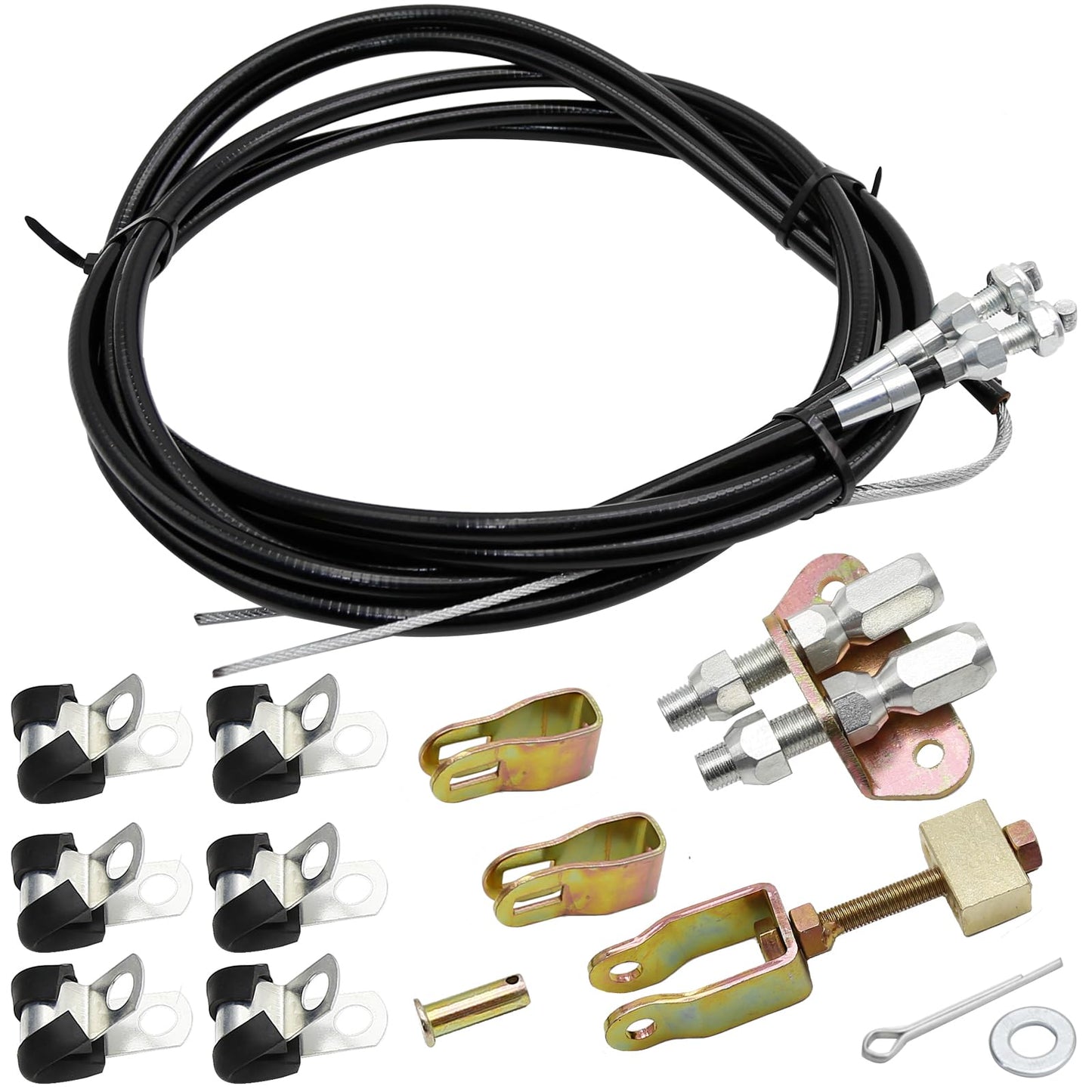 Vkinman 330-9371 Universal Emergency Parking Brake Cable Complete Kit 110" Long Cables with 97" Long Sheath E-Brake Set Replace# 140-14415-R
