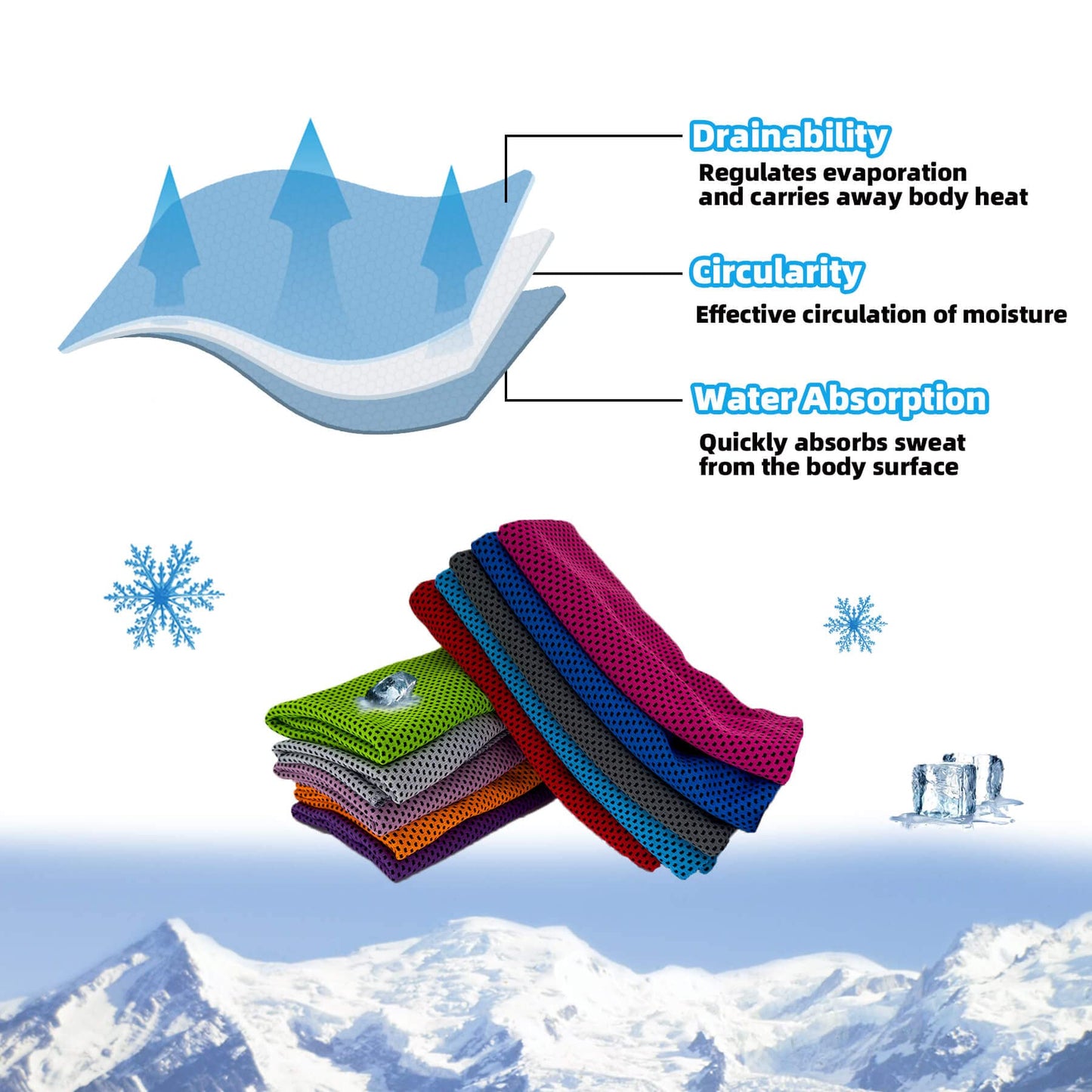 AWOWZ 60 Pack Cooling Towels, Soft Breathable Sweat Ice Towel for Sports, Yoga, Gym, Golf, Camping, Running, Fitness, Workout & More Activities