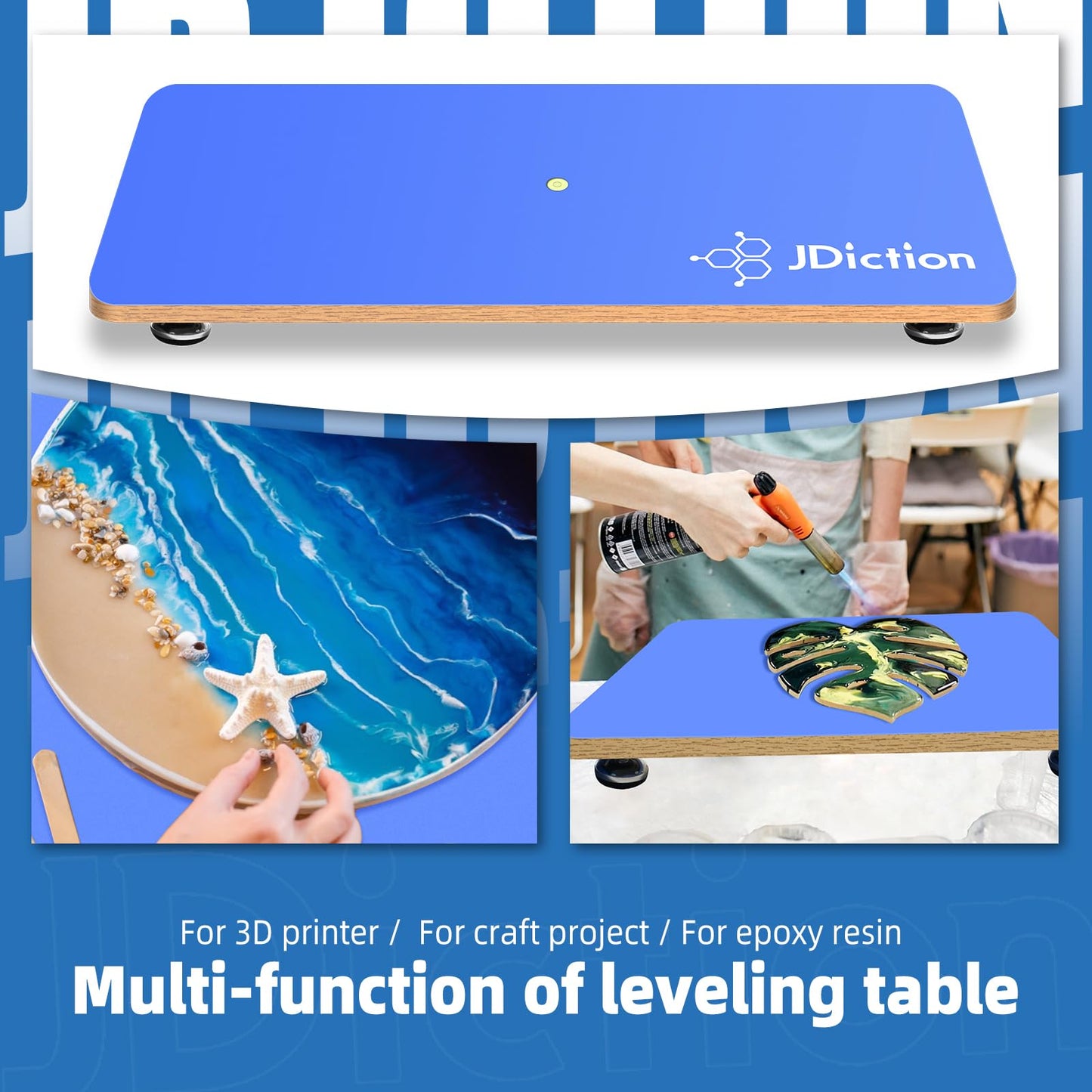 JDiction Resin Leveling Table for Epoxy Resin & Art Work,16''x 12'' Adjustable Self Leveling Epoxy Resin Accessories, Resin Supplies, Acrylic Pouring Tool, Multipurpose Resin Leveling Board
