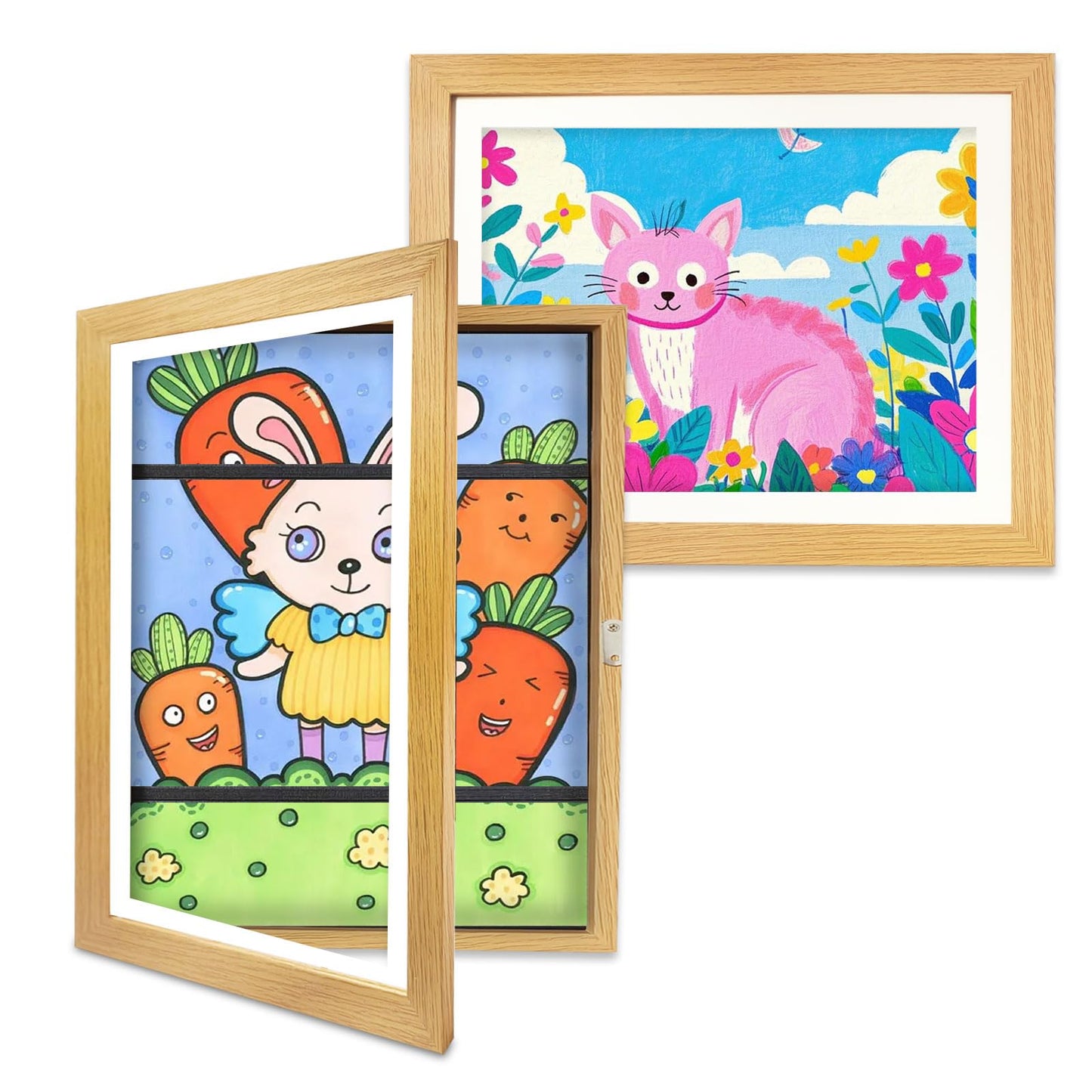 CLFCZYCXD 2 Pack Kids Artwork Picture Frames 8.5 x11 Changeable Front Opening Child Artwork Display Storage Frame on the Wall for Kids Drawings,Children Art Projects, Schoolwork, Home or Office (Wood)