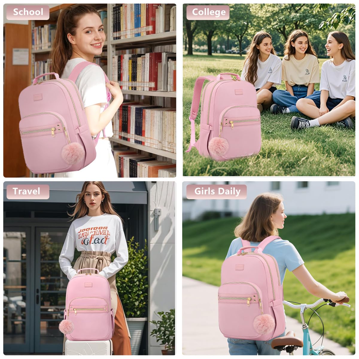 Laptop Backpack Women Girls Teens: 15.6 inch Travel Backpack College Work