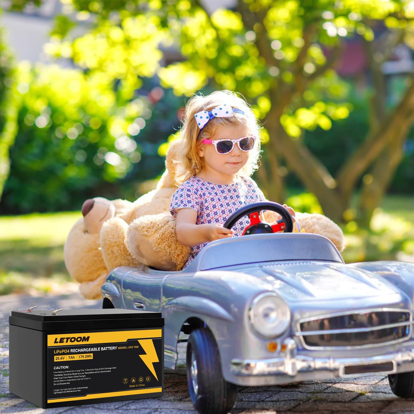 24V 7Ah LiFePO4 Rechargeable Battery LF8011, 25.6V 179.2Wh Deep Cycle Lithium Iron Phosphate Batteries