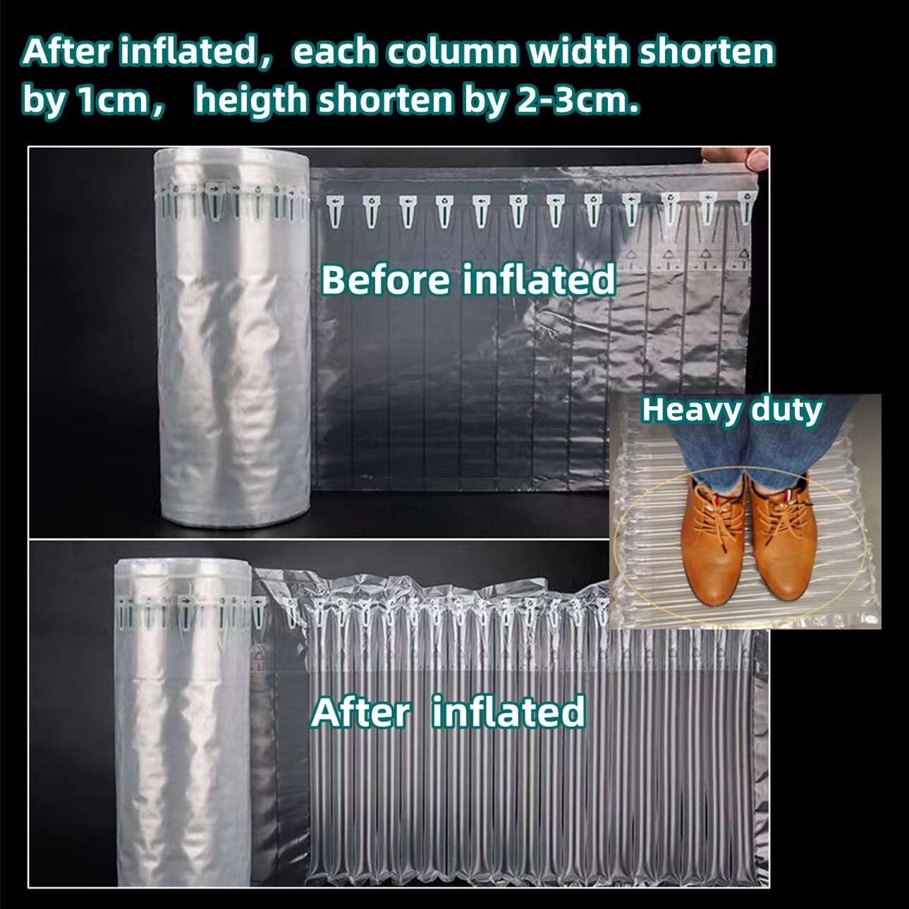 Bubble Cushioning wrap Roll Packing - Inflatable Packing Material, Large Bubble Roll Wrap with Free Pump, Large air Pillow for heavy duty Bottle Protector, Shipping Supplies (13.8In x 164FT)