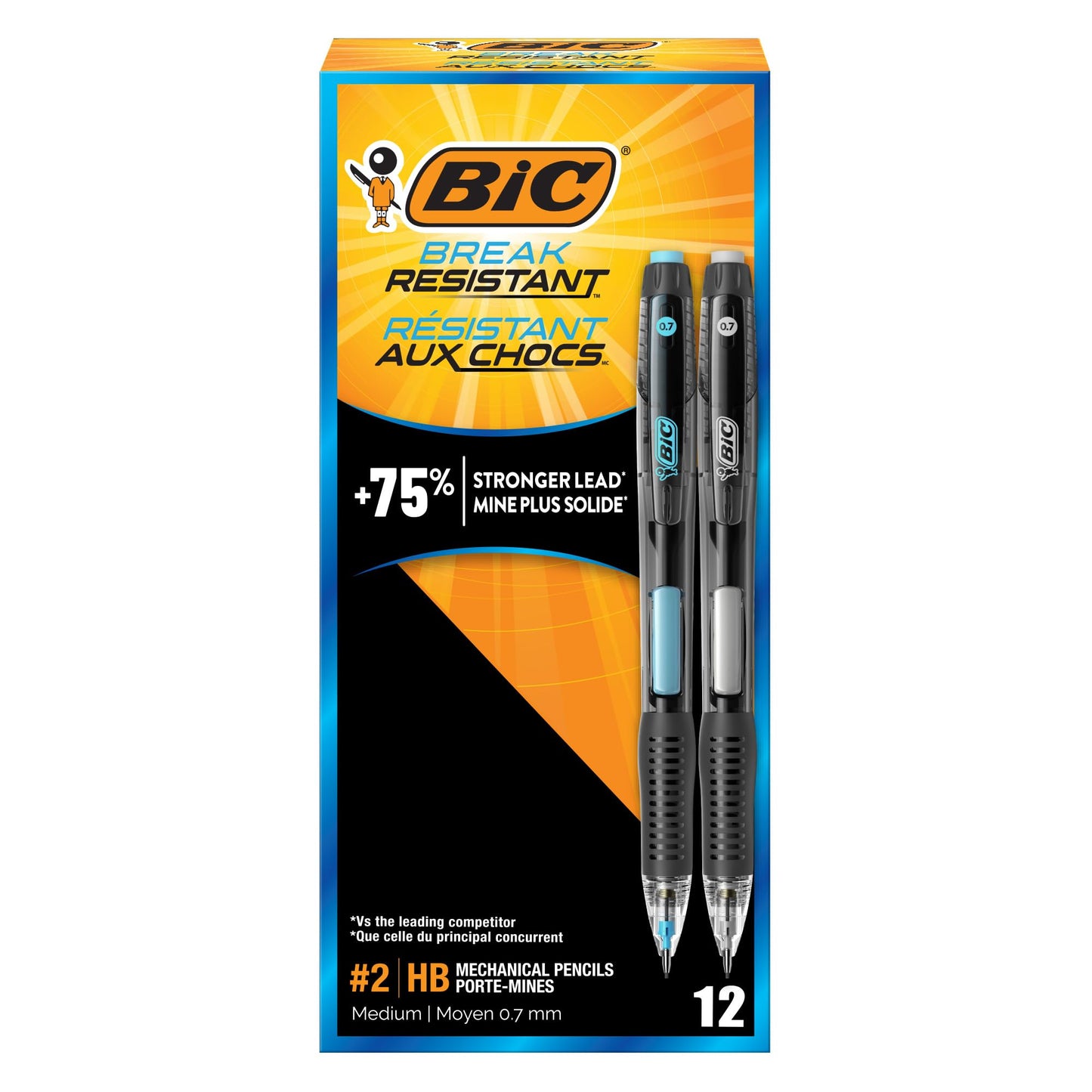 BIC Break-Resistant Mechanical Pencils with Erasers, Medium Point (0.7mm), 12-Count Pack Pencils for School or Office Supplies