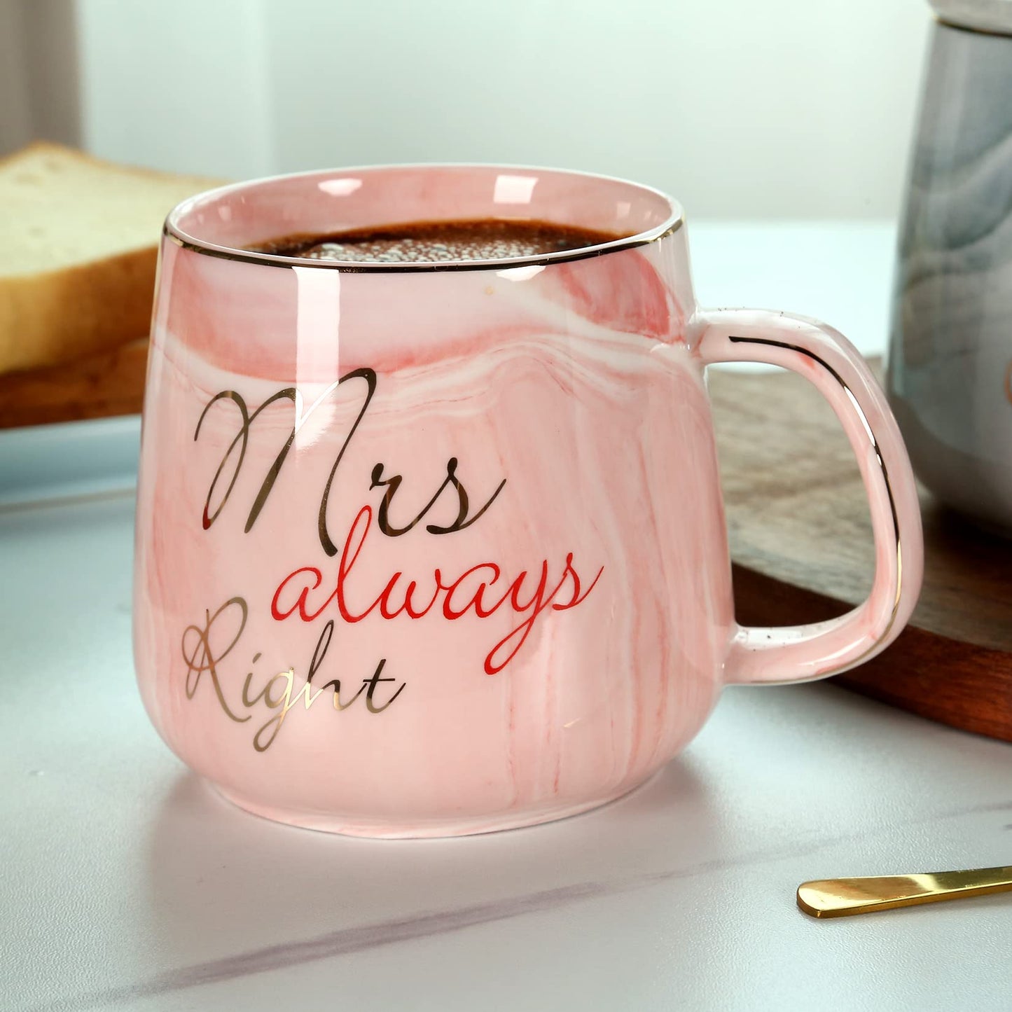 Mr and Mrs Couple Coffee Mugs - Best Wedding Gift Bridal Shower Engagement Gifts Set for Bride, Anniversary Birthday Valentine's Day Housewarming Gift Ideas, Unique 14 Oz Ceramic Marble Couple Gifts