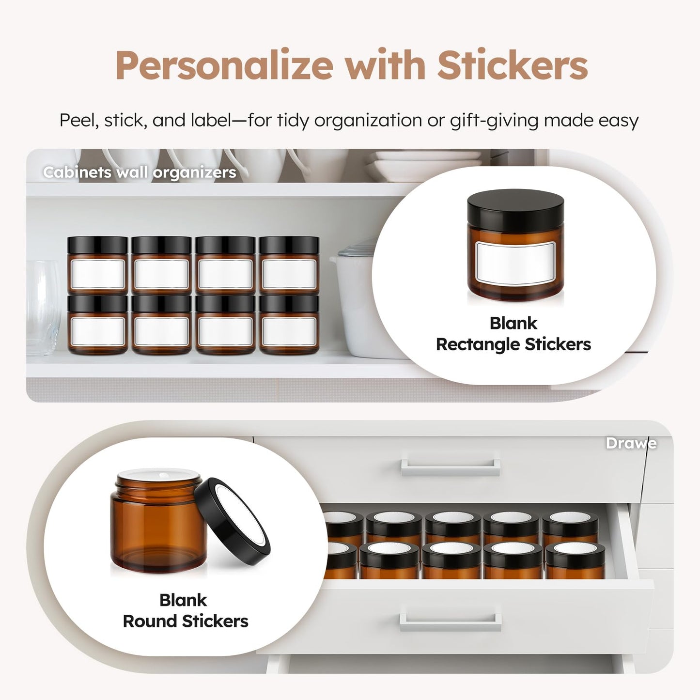 Bumobum 36 Pack 2 oz Small Glass Jars with Lids, Amber Small Jars with Inner Liners, 60ml Lotion Container for Sample, Cream, Lotion, Honey, Powder, Jelly | Home & Beauty