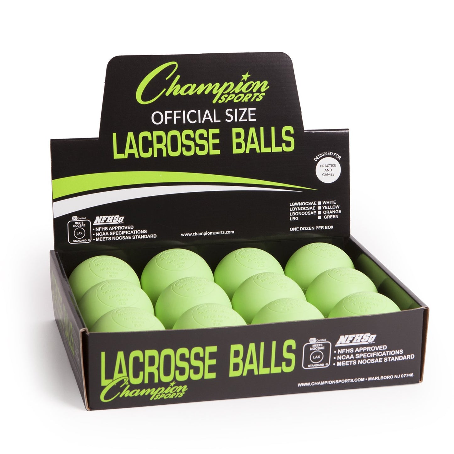 Champion Sports Official Lacrosse Balls (Green, Pack of 12)