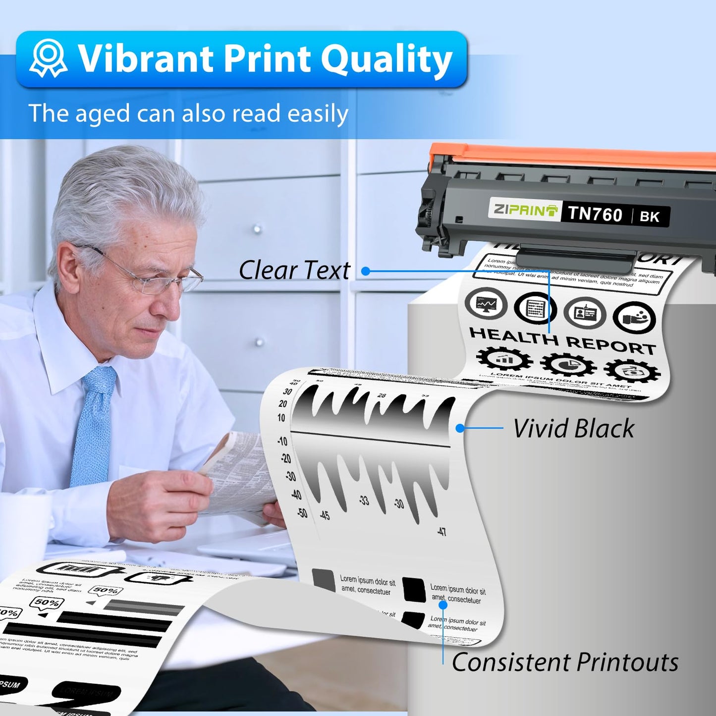 ZIPRINT TN760 Toner Cartridge and DR730 Drum Unit Compatible Replacement for Brother TN 760 TN-760 TN730 DR730 for MFC-L2710DW MFC-L2750DW HL-L2370DW DCP-L2550DW (2 Toners, 1 Drum Unit, 3 Pack)
