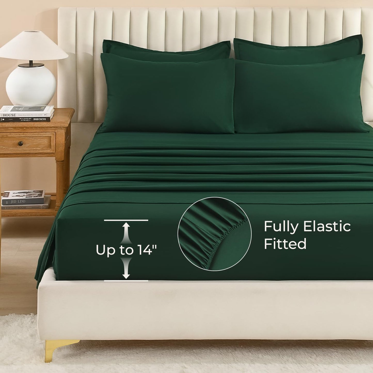 Litanika King Size Comforter Set Dark Emerald Green - 7 Pieces Bed in a Bag King Bedding Comforter Sets, Solid Lightweight Bed Set with Comforter, Sheets, Pillowcases & Shams