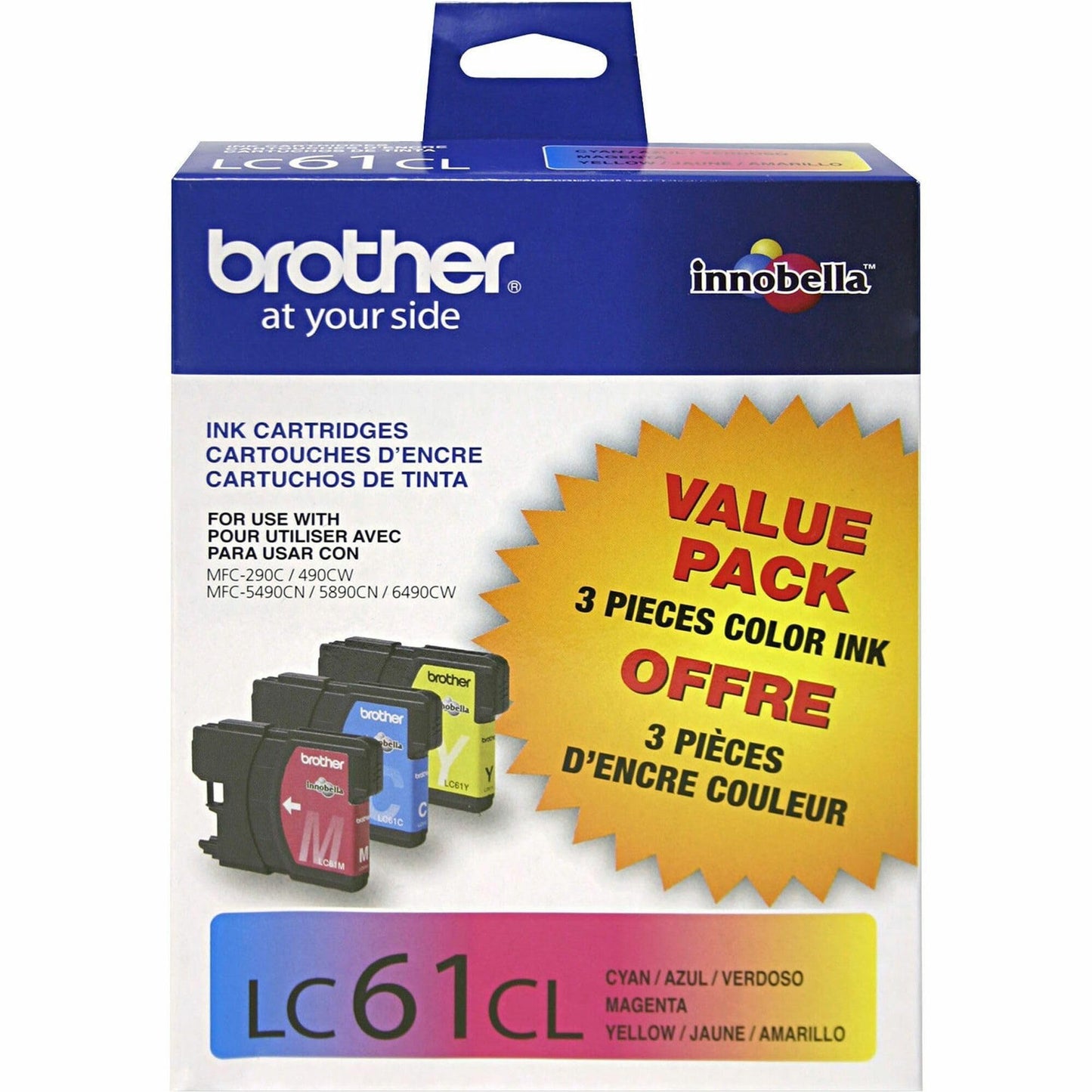 Brother LC613PKS Color Ink Cartridge - 3 piece color Pack - Retail Packaging-CyanMagentaYellow