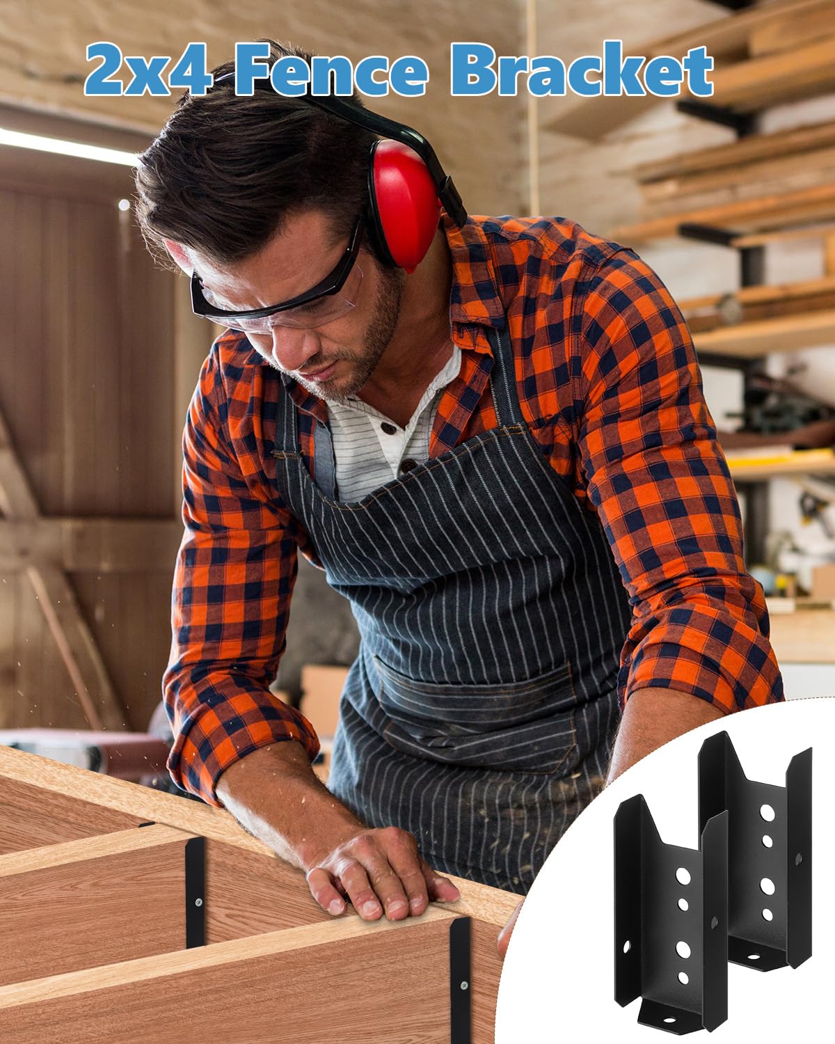 AOKLIT 2x4 Fence Brackets for Wood Rail, 40 Pack Black Deck Railing Brackets for 2” X 4” Wood Post, Thickness1.2mm(18 Gauge) Fence Brackets, Screws Not Included