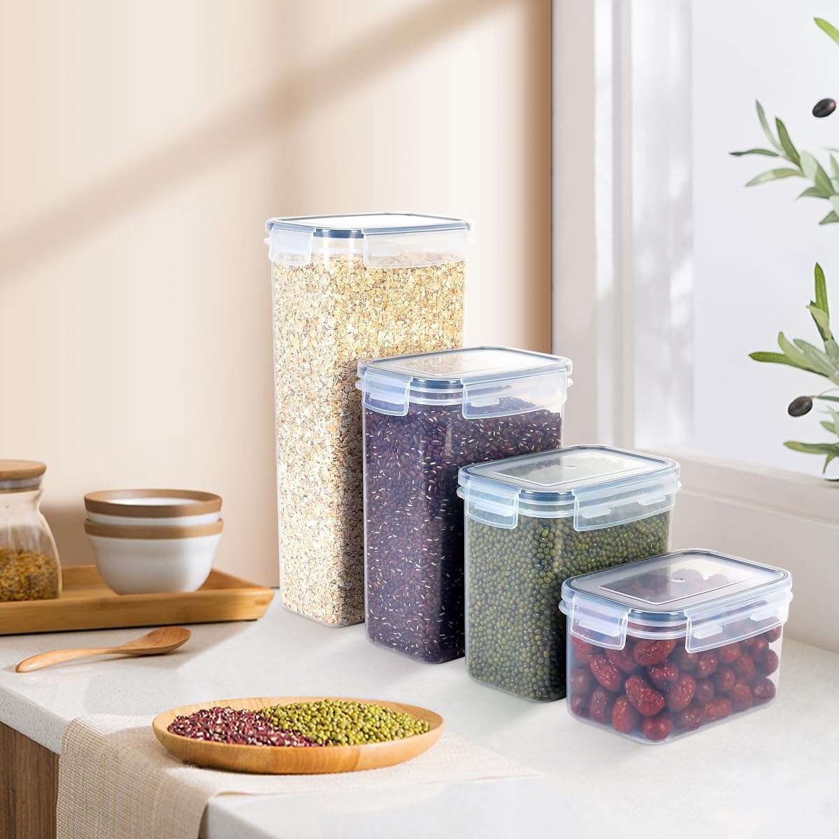 16Pcs Airtight Food Storage Container Set with Lids - Pantry Organization and Storage with Labels & Marker, BPA-Free Plastic Leak-proof Canisters for Kitchen Flour & Sugar Organizer