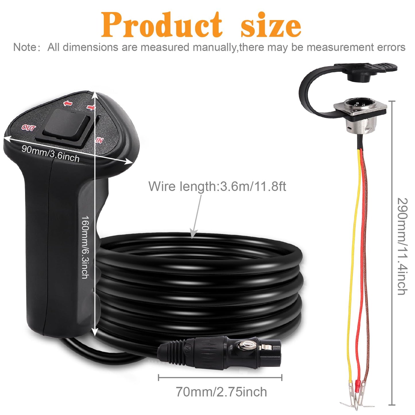 Torkettle Winch Hand Remote Controller with Control Socket Assembly for ATV UTV 12000LB Winch