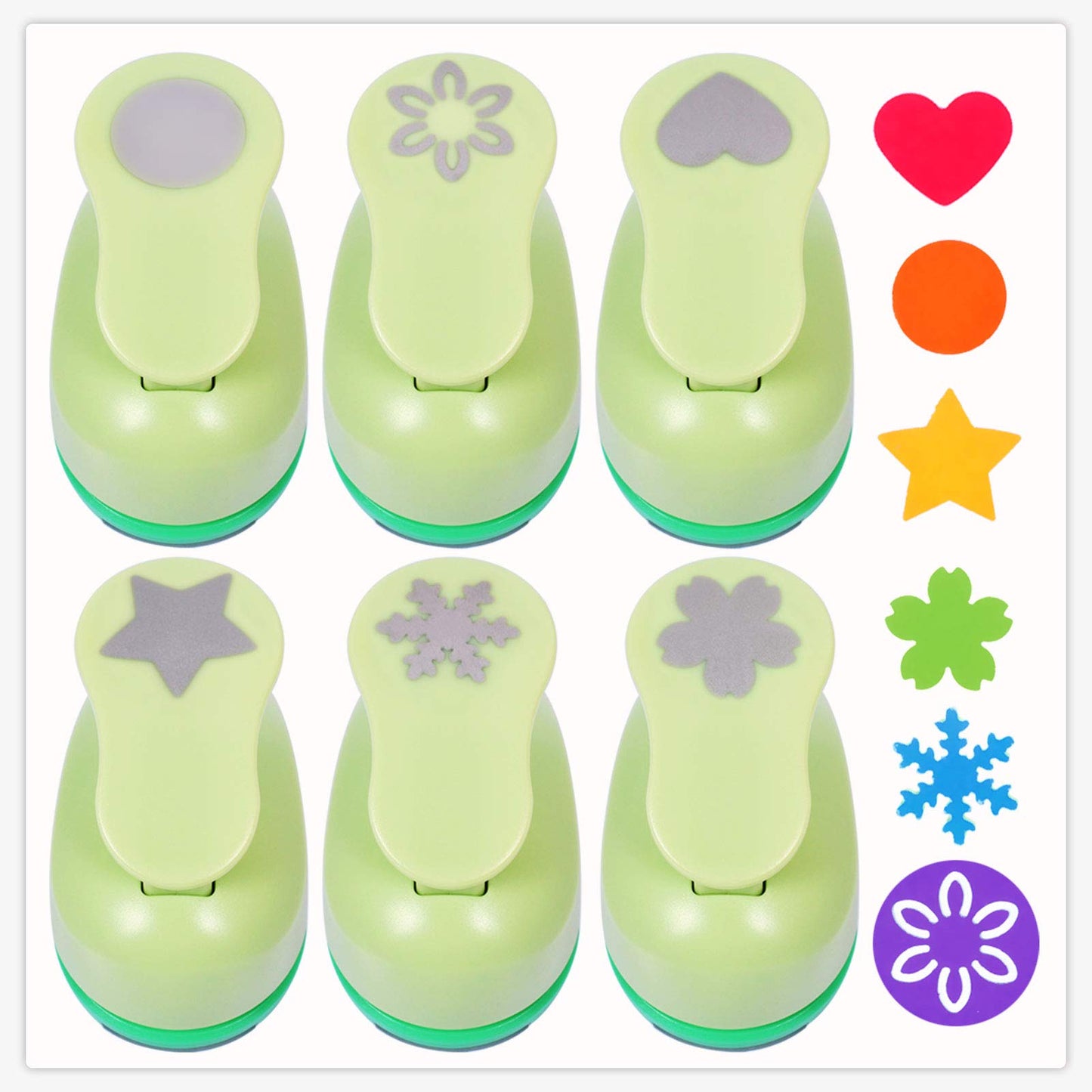 UCEC 6PCS Paper Punch, 1 Inch Craft Single Hole Punch Shapes, Star Heart Flower Circle Hole Puncher for Decoration Scrapbooking Craft Supplies DIY Kit Handmade Paper Punches for Kids