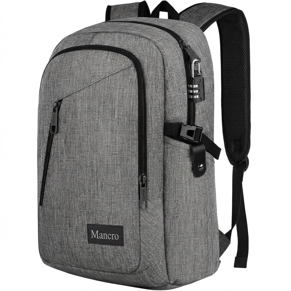 Mancro 17.3 Inch Business Laptop Backpack Large Travel Backpack Lightweight Anti-Theft Laptop Backpack for Men & Women