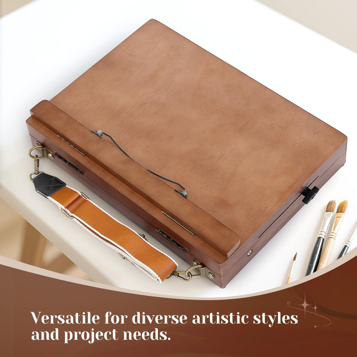 TYYIHUA A3 Tabletop Easel with Page Clips and Strap, Adjustable from 0° to 90, Portable Desktop Art Easel for Paingting for Indoor Outdoor, Wooden Drawing Board for Sketching, Book