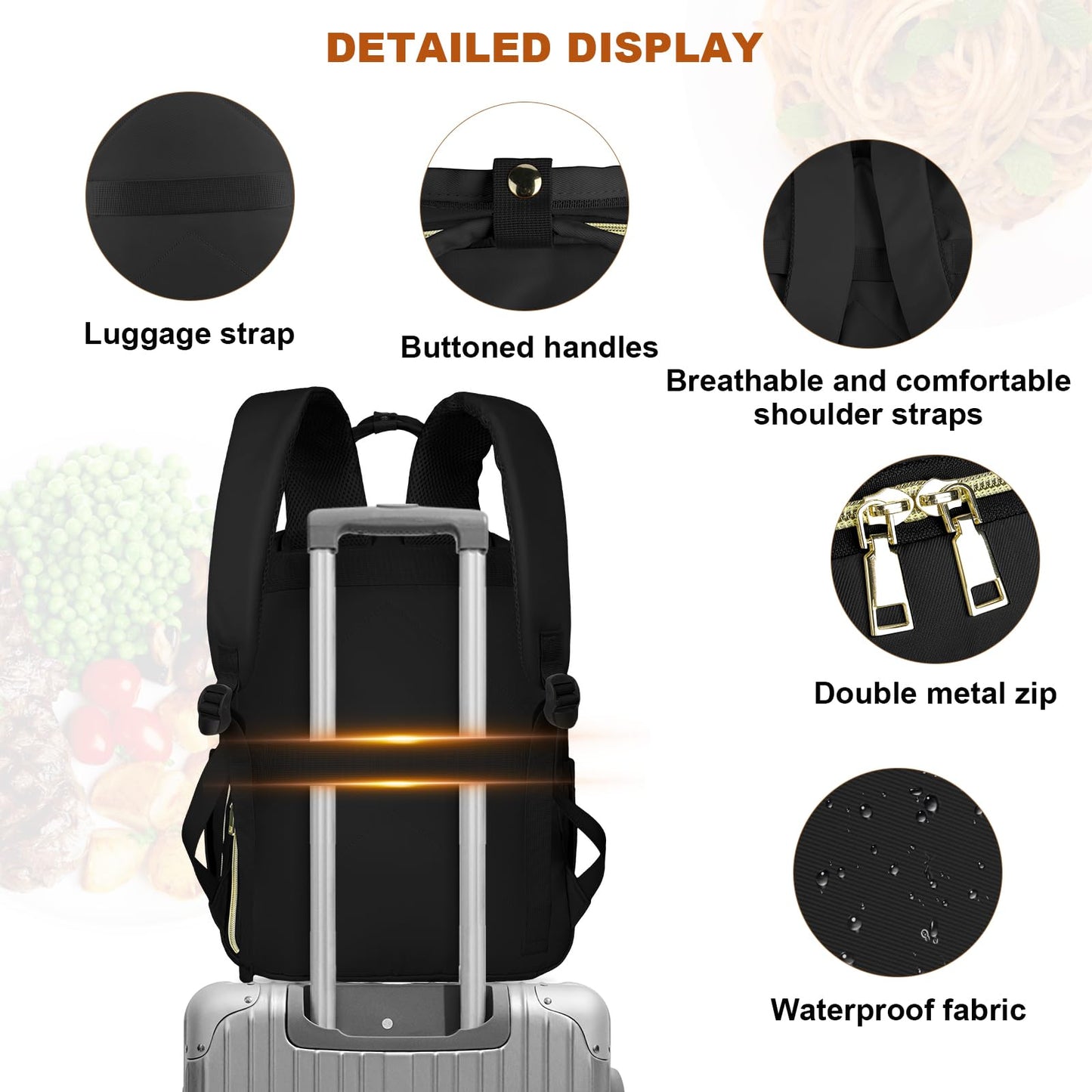 Lunch Backpack for Women Men 15.6 in Laptop Backpack with Insulated Bag Travel Backpack TSA Approved for Business School