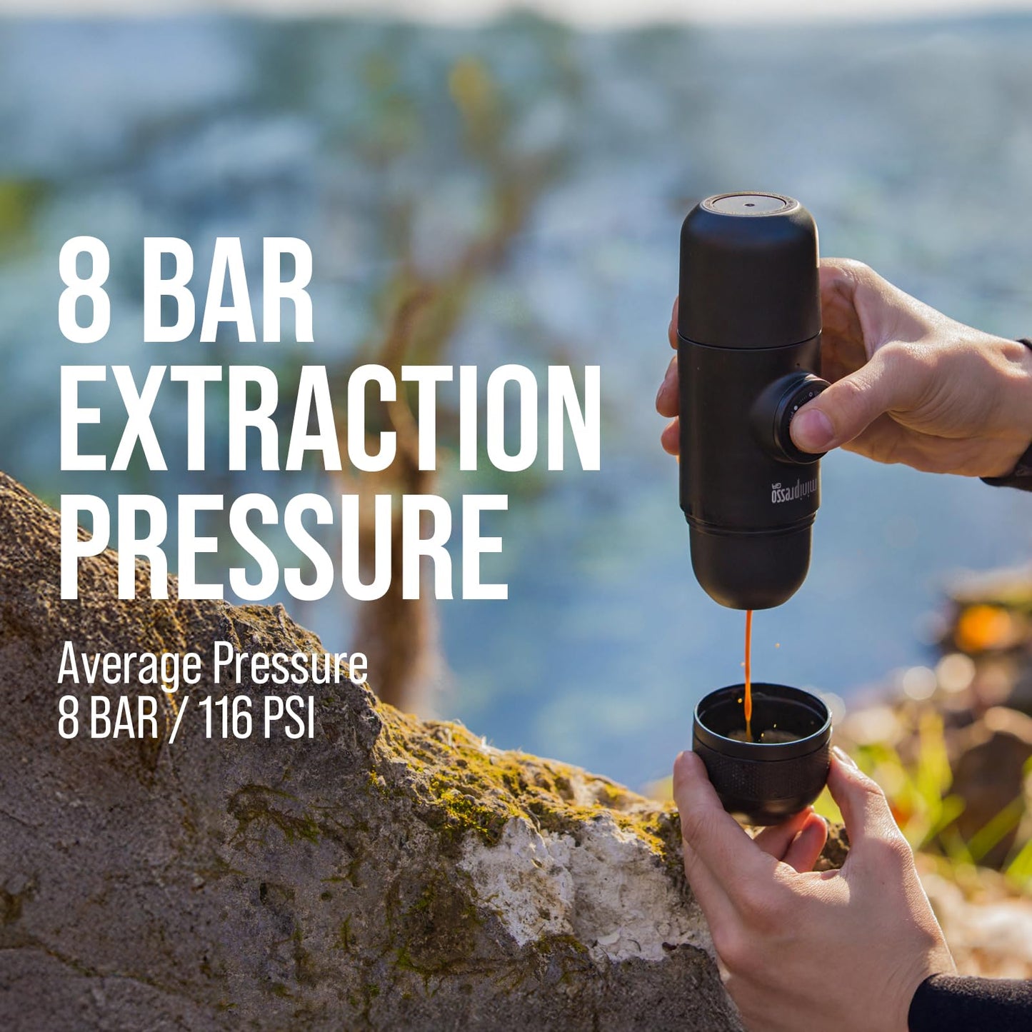 Wacaco Minipresso GR, Portable Espresso Machine, Compatible Ground Coffee, Small Travel Coffee Maker, Manually Operated from Piston Action