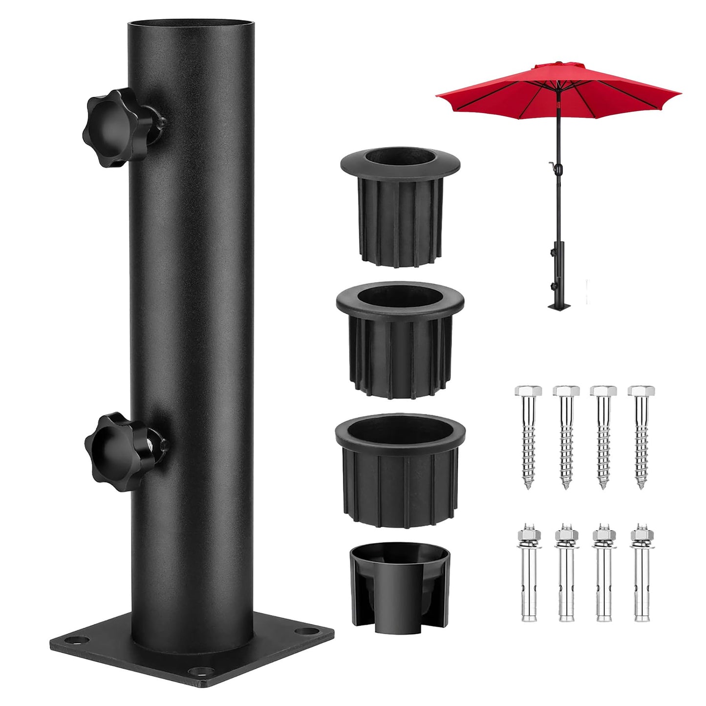 Deck Mount Umbrella Holder, Heavy Duty Steel Outdoor Umbrella Base, Umbrella Deck Mount, Outdoor Umbrella Stand for Patio Table, Balcony, Decks, Docks, Backyard