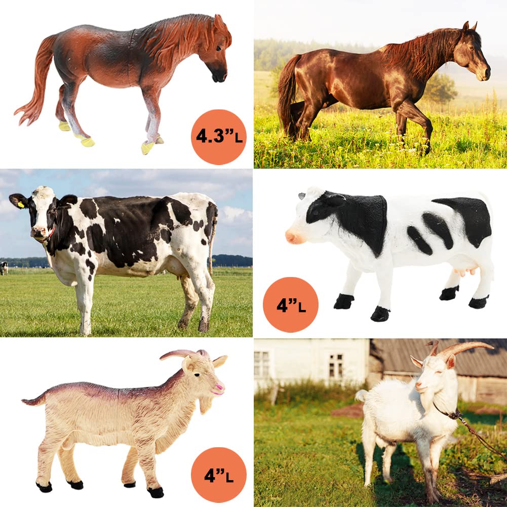 3 Pack Farm Toy Tractor with 40pcs Plastic Farm Animals Figurines and Fence Farm Playset, Farm Figures Farmer Vehicle Toy Truck with Trailer for Kids Boys Girls Toddlers