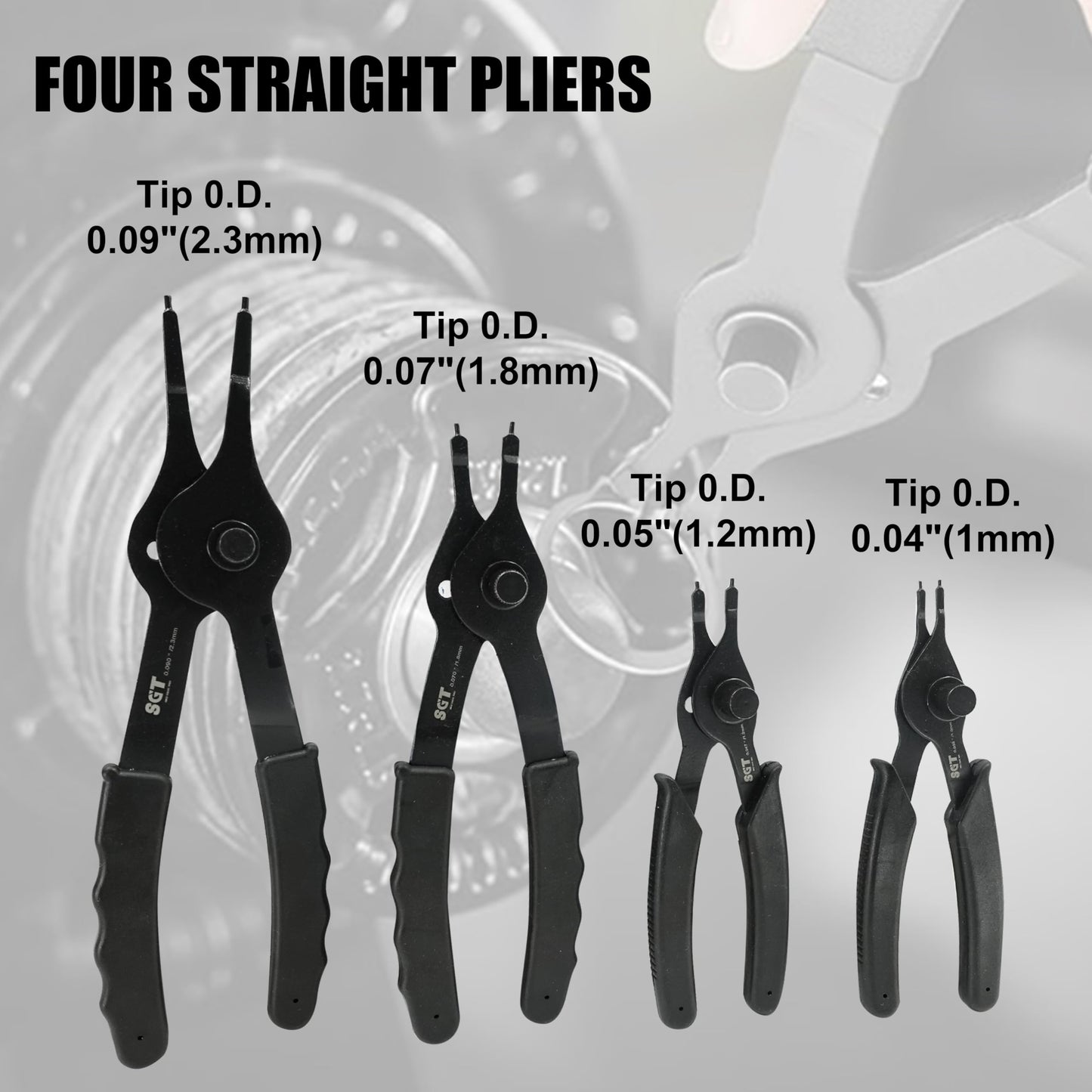 SGT 14pc Snap Ring Pliers Set, Heavy Duty Snap Ring Pliers,Internal & External Circlip Pliers with 45°/90° Bent & Straight Pliers, Hook & Pick,Storage Case & Gloves