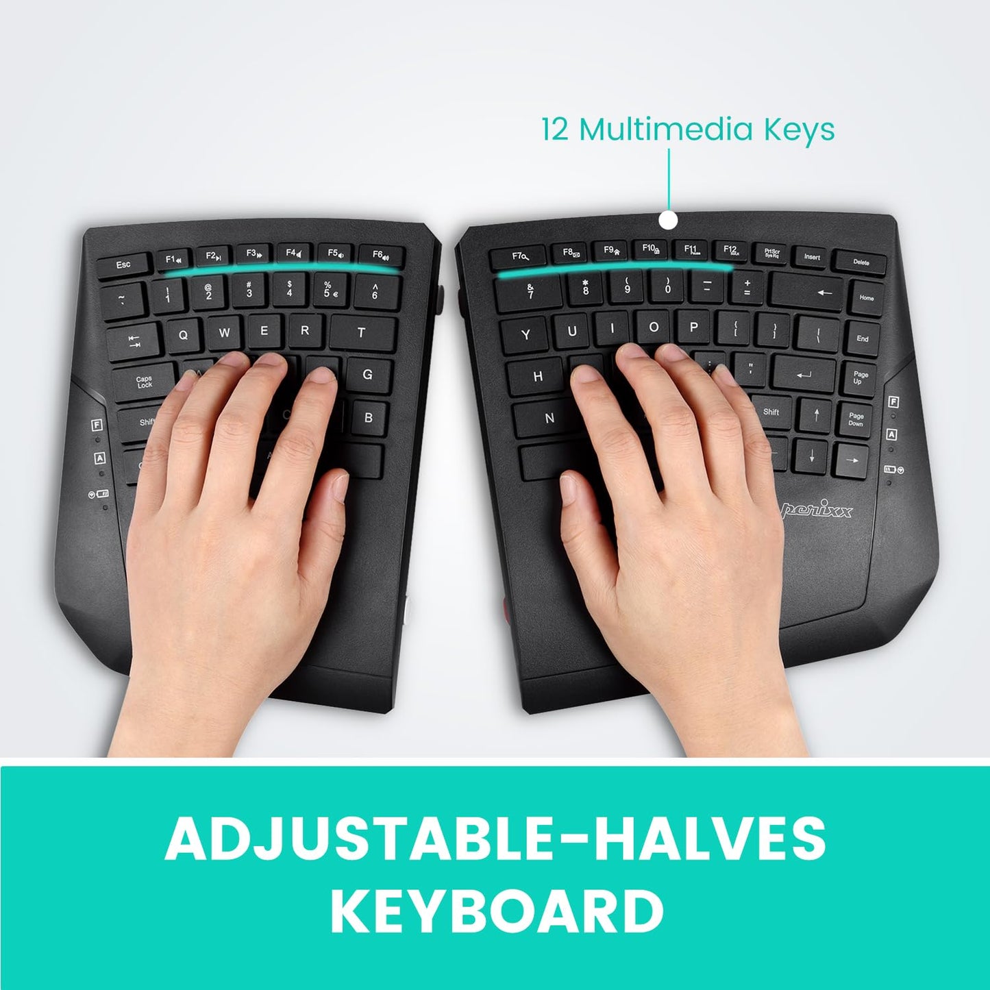 PERIBOARD-624B - Wireless Ergonomic Split Keyboard - Flat Keys - Adjustable Tilt Angle - US English Layout