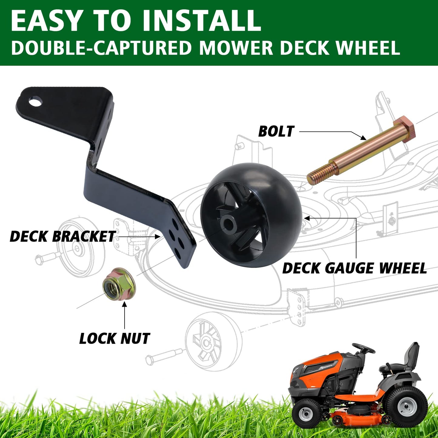 CheeMuii 8 Pack Mower Deck Wheels Kit Fit for Most 42" 46'' 48'' 50" 52'' and 54" Decks Replace for 532174873 589527301 734-04155 753-04856A Mower Deck Gauge Wheel