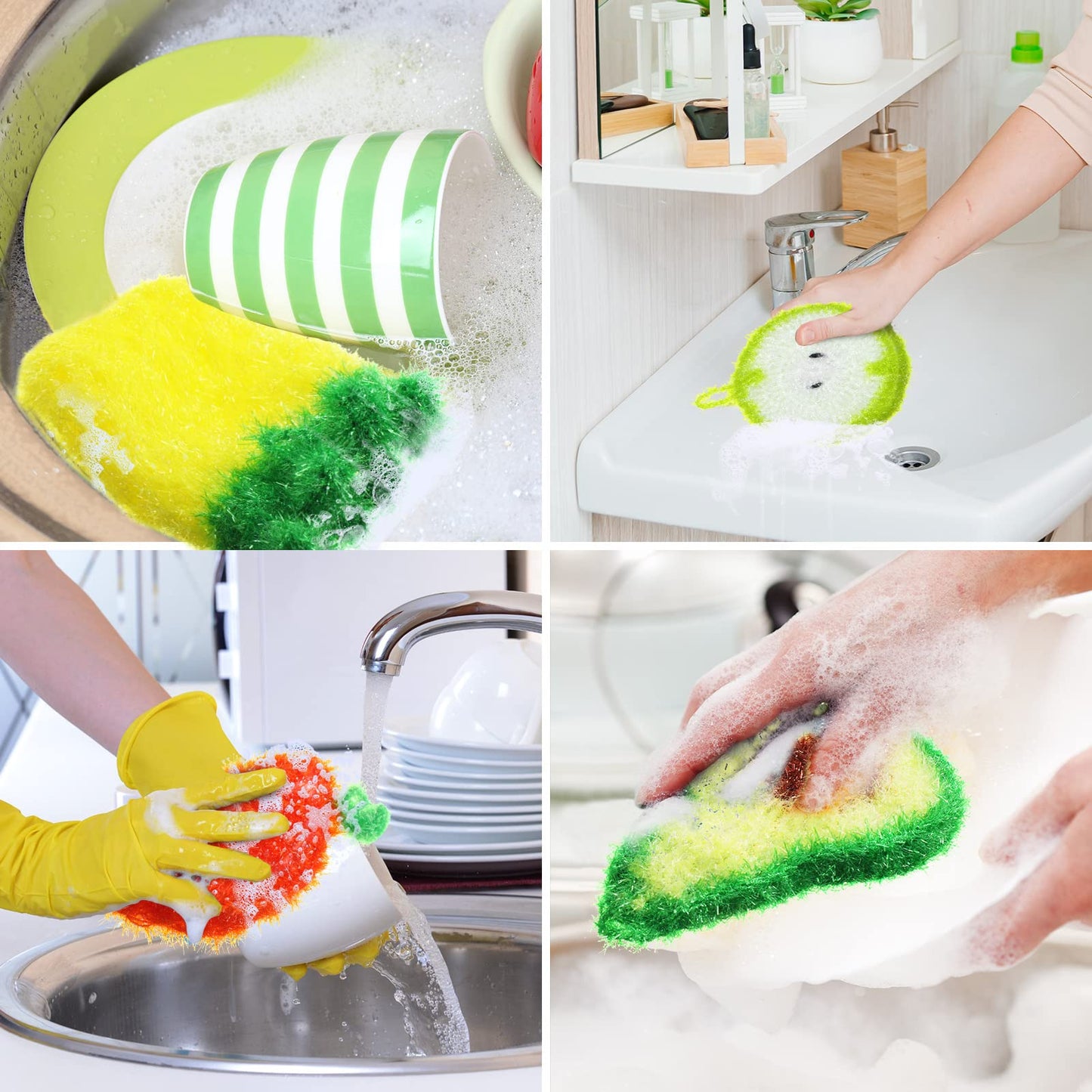 Kenning 16 Pcs Fruit Dish Scrubber Non Scratch Dish Washing Scrubbers Reusable Kitchen Household Cleaning Tools for Dishwashing Washing Dishes Cookware Tubs Sinks