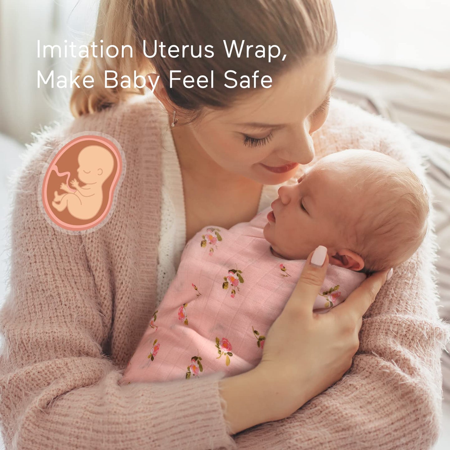 Momcozy Muslin Swaddle Blanket Baby Girl Newborn, 4 Pack Large Wrap Swaddle Blankets Soft Silky Breathable (70% Bamboo + 30% Cotton), Receiving Blanket, Floral Design
