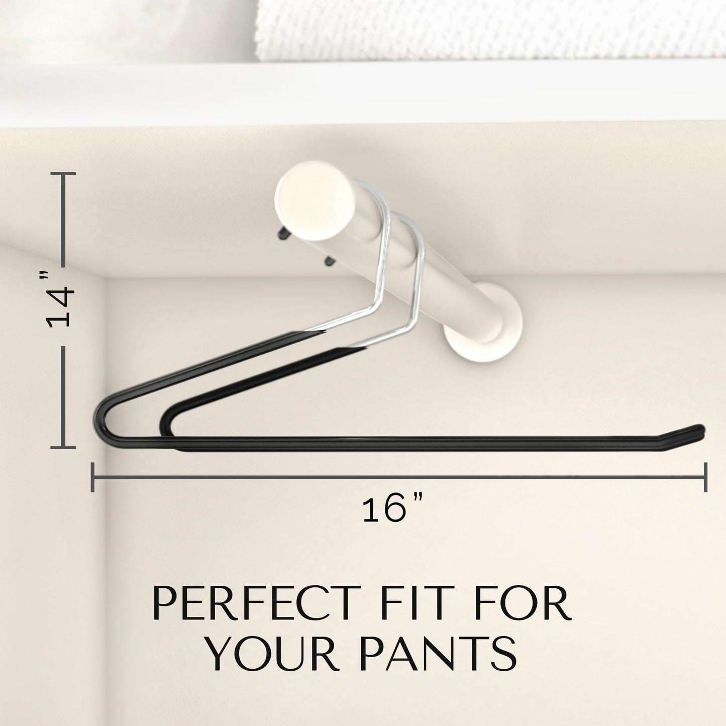 MORALVE Metal Pants Hangers Non-Slip - 20 Pack Open-Ended Space Saving Hangers for Jeans, Slacks, and Scarves - Durable Closet Organizers with Large Hooks for Easy Hanging (Black)