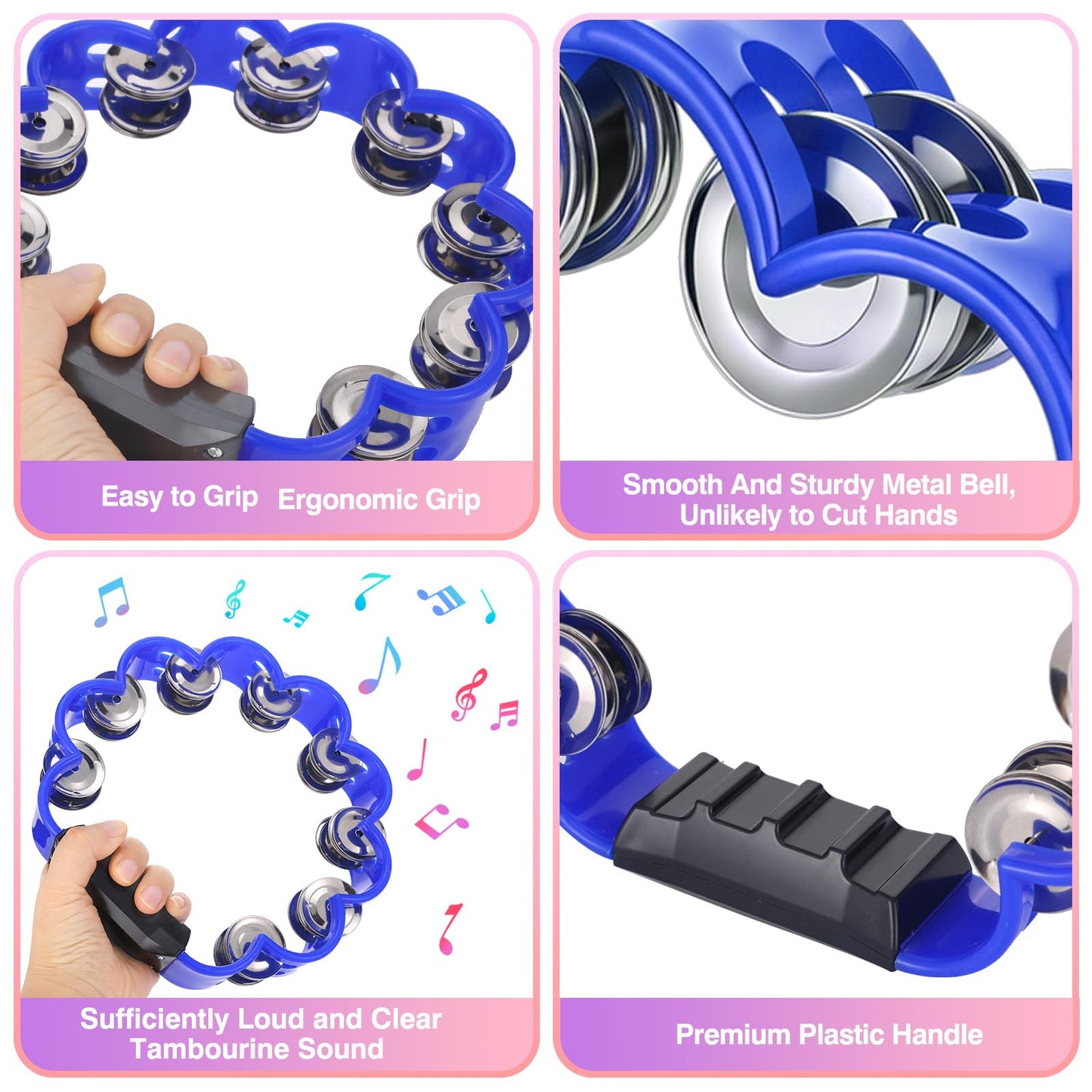 AOKISY 15 Pieces Petal Tambourines for Adults Set Metal Jingles Hand Held Percussion With Maracas for Bar Party School KTV Operation Christmas Christian Dance Charity Project