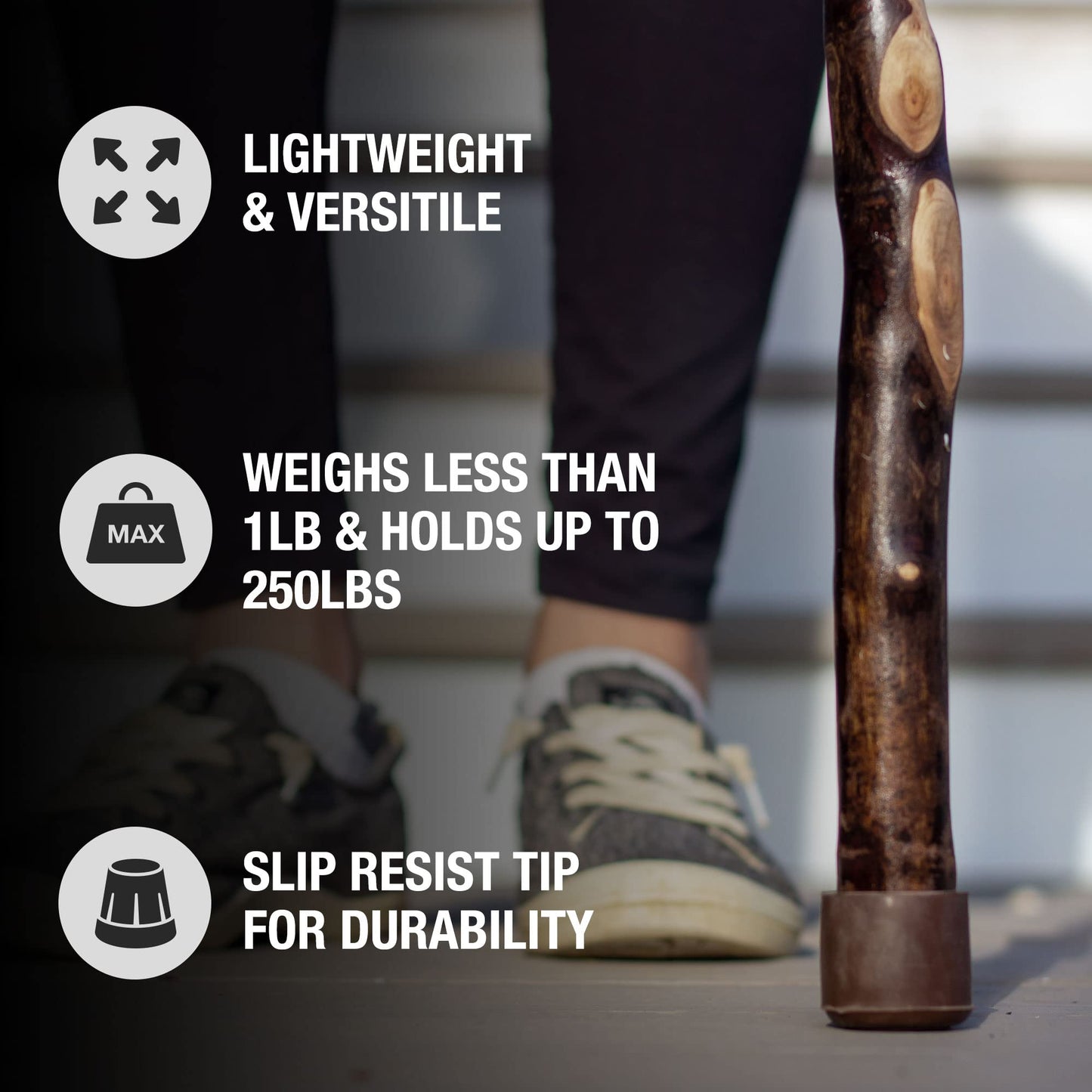 Brazos Handcrafted Wood Walking Cane, Twisted Hardwood, Wenge Style Handle, for Men & Women, Made in The USA, 34"