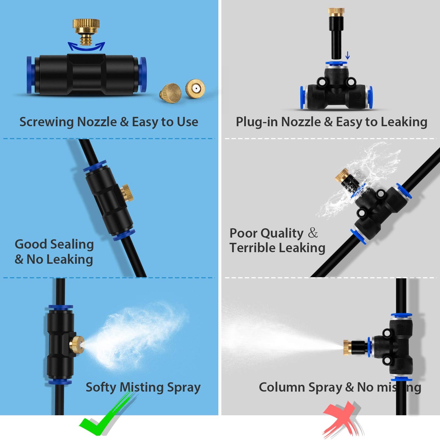 lifeegrn Misting Cooling System, Outdoor Misting System for Patio, 82 FT Misting Line+21 Mist Nozzles+3/4" Brass Adapter,Outdoor Mister System for Patio Garden Trampoline Greenhouse