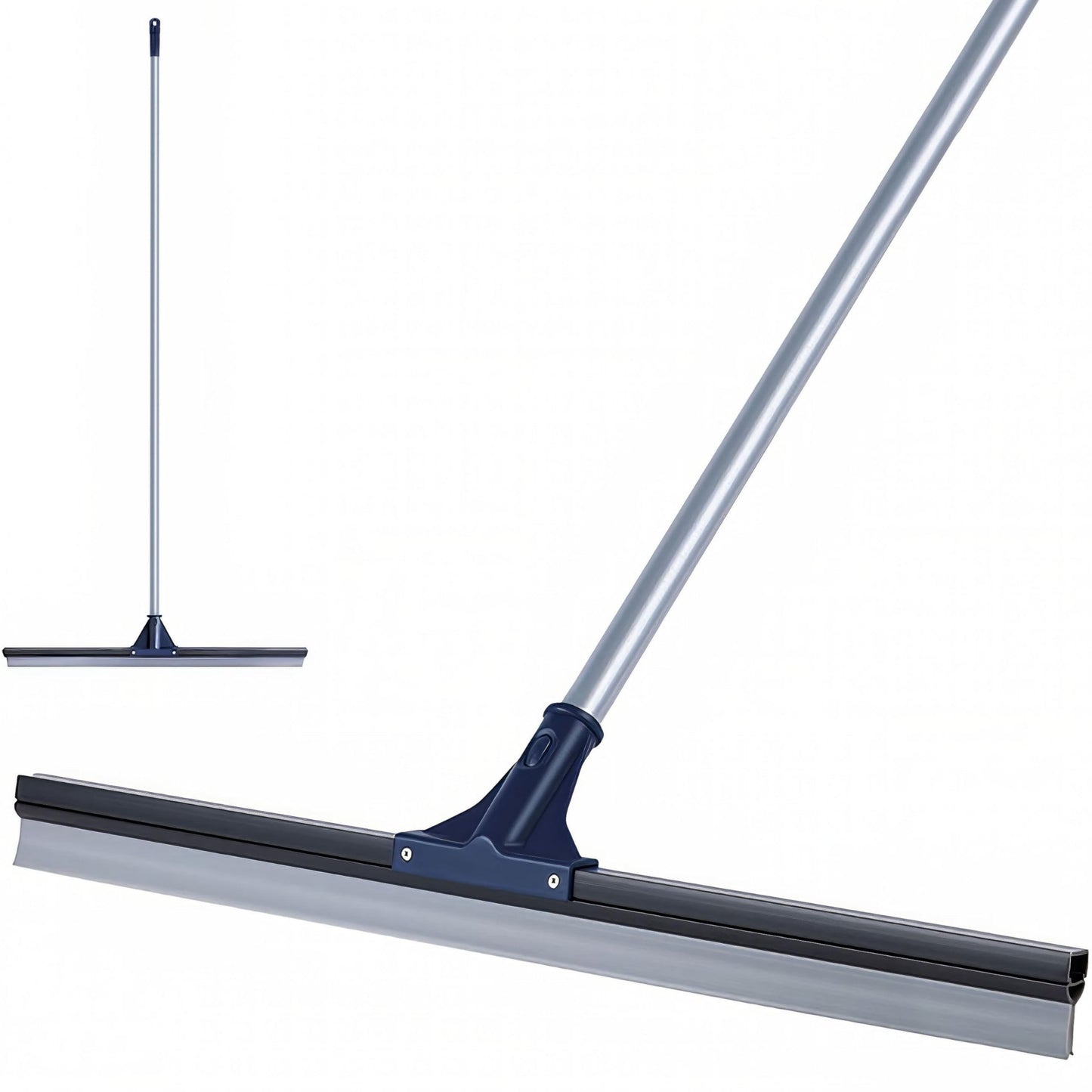 DSV Standard Professional Floor Scrubber Squeegee | 76 cm (30”) Solid Natural Silicone Rubber Blade - 131 cm (51”) Long Steel Pole -Best for Washing & Drying Shower Glass/Garage/Windshield/Window