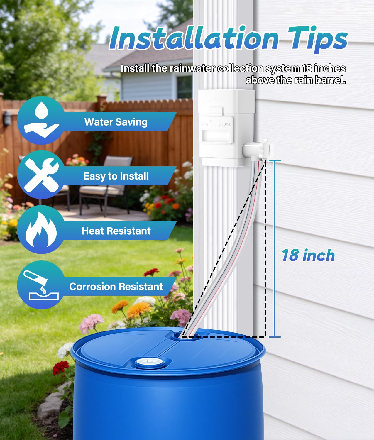 Upgraded 2Pack Rain Barrel Diverter Kit, Rainwater Collection System for 2''x3'' & 3''x4'' Downspout, Gutter Diverter for Rain Barrel with Enhanced Water Capacity, Filter, Adjustable Valve, White