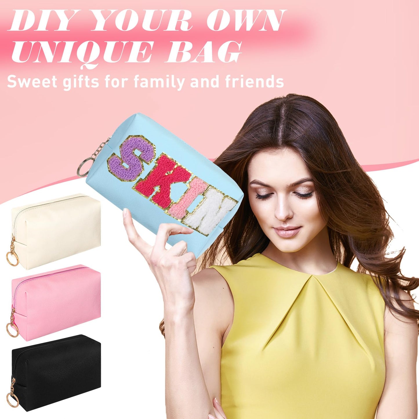 Chunful 24 Pcs Preppy Makeup Bag PU Leather Cosmetic Bag Bulk Makeup Plain Pouch Waterproof Toiletry Purse for Women Traveling Preppy Pencil Case Travel Purse Cosmetic(Mixed Colors)