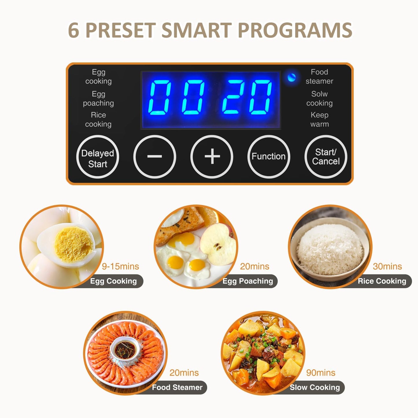 2 Tiers Mini Electric Food Steamer for Cooking, 4 QT Digital Multi Vegetable Steamer with BPA-Free Stackable Baskets, Rapid Egg Cooker Egg Steamer with Auto Shut-Off, Ideal for Veggies, Seafood, Rice