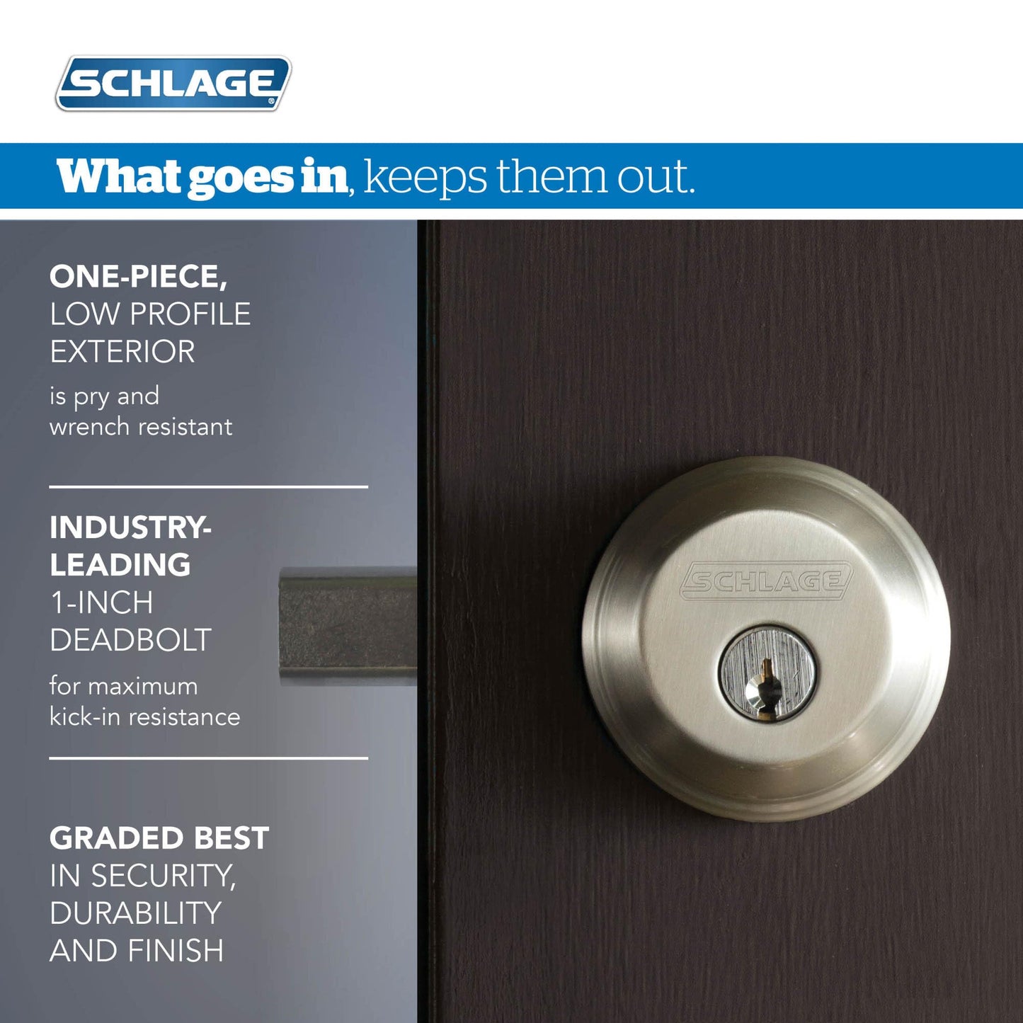 Schlage FB50N V GEO 716 B60 Single Cylinder Deadbolt and F51 Keyed Entry Georgian Knob Keyed Alike, Aged Bronze Finish
