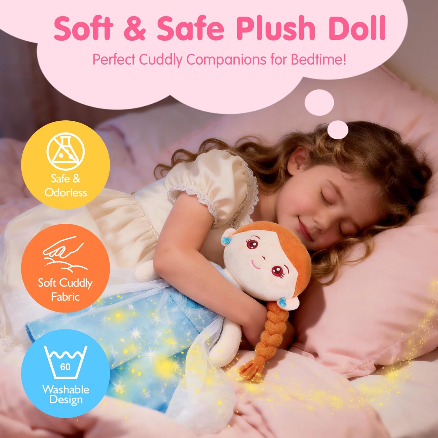 hahaland Dress Up Doll Playsets - Princess Mermaid Unicorns Toys for Girls Age 4-6, Plush Doll with 3 Outfits and Carry Bag, Fairy Ballerina Toys 4 Year Old Girl Birthday Gifts Easter Basket Stuffers
