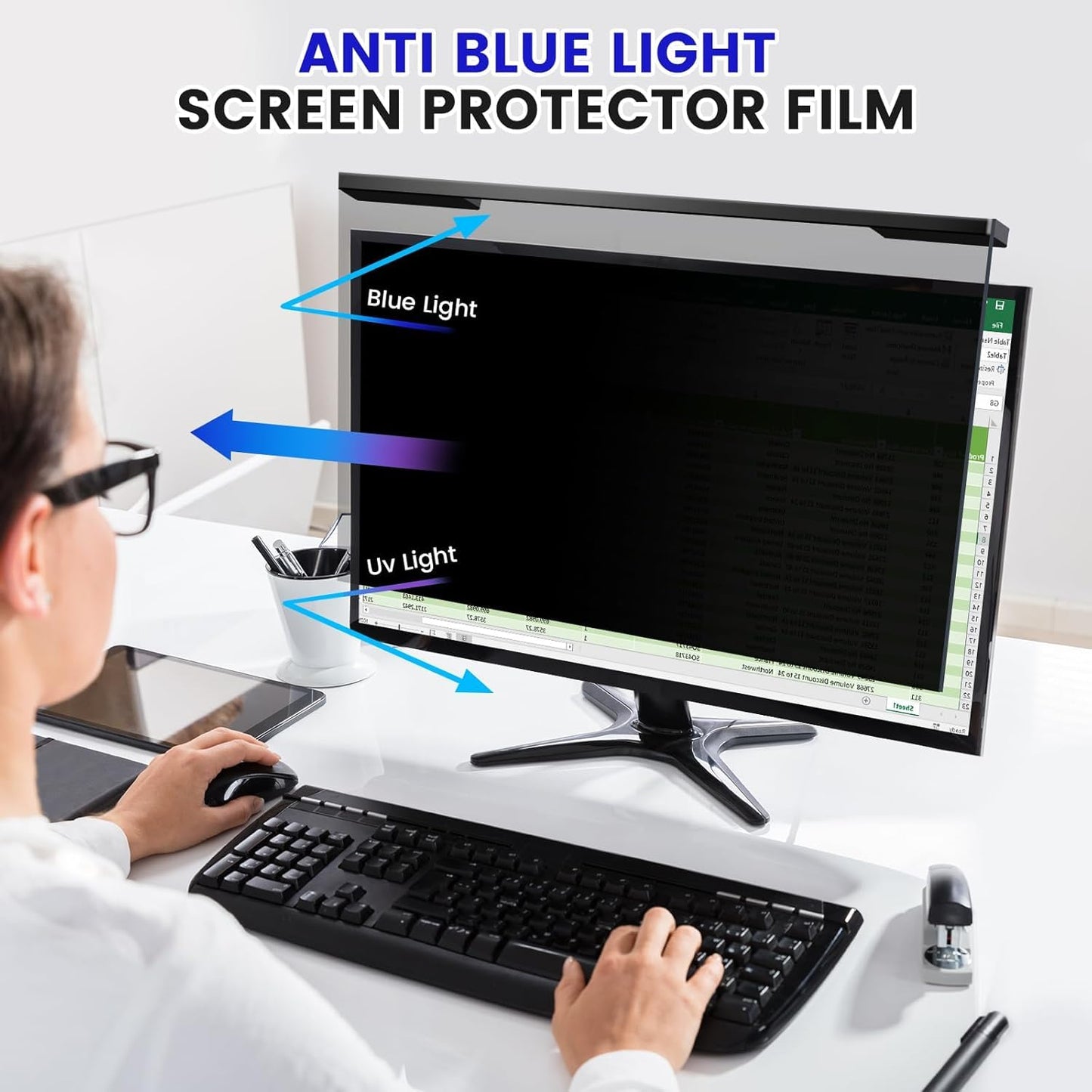 ZpTsarinal Hanging 21.5 Inch Computer Privacy Screen Filter, Hanging Computer Screen Privacy Cover, Compatible with, 21.5 Inch 16:9 Widescreen Monitors, Protect Eyes from Glare and Blue Light