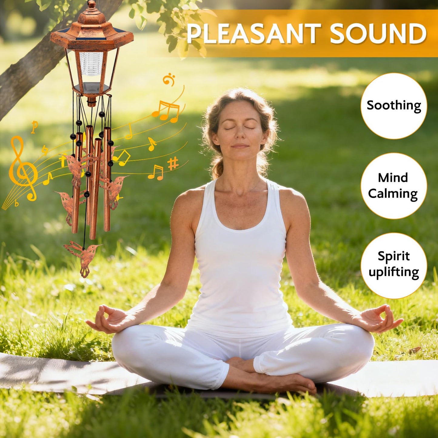 Large Solar Hummingbird Wind Chimes, Gifts for Women Mom Grandma Wife Sister Daughter Neighbor, Classic Bronze Wind Chimes with Wind Catcher, Solar Decor Lights for Outdoor Garden Patio Porch Window