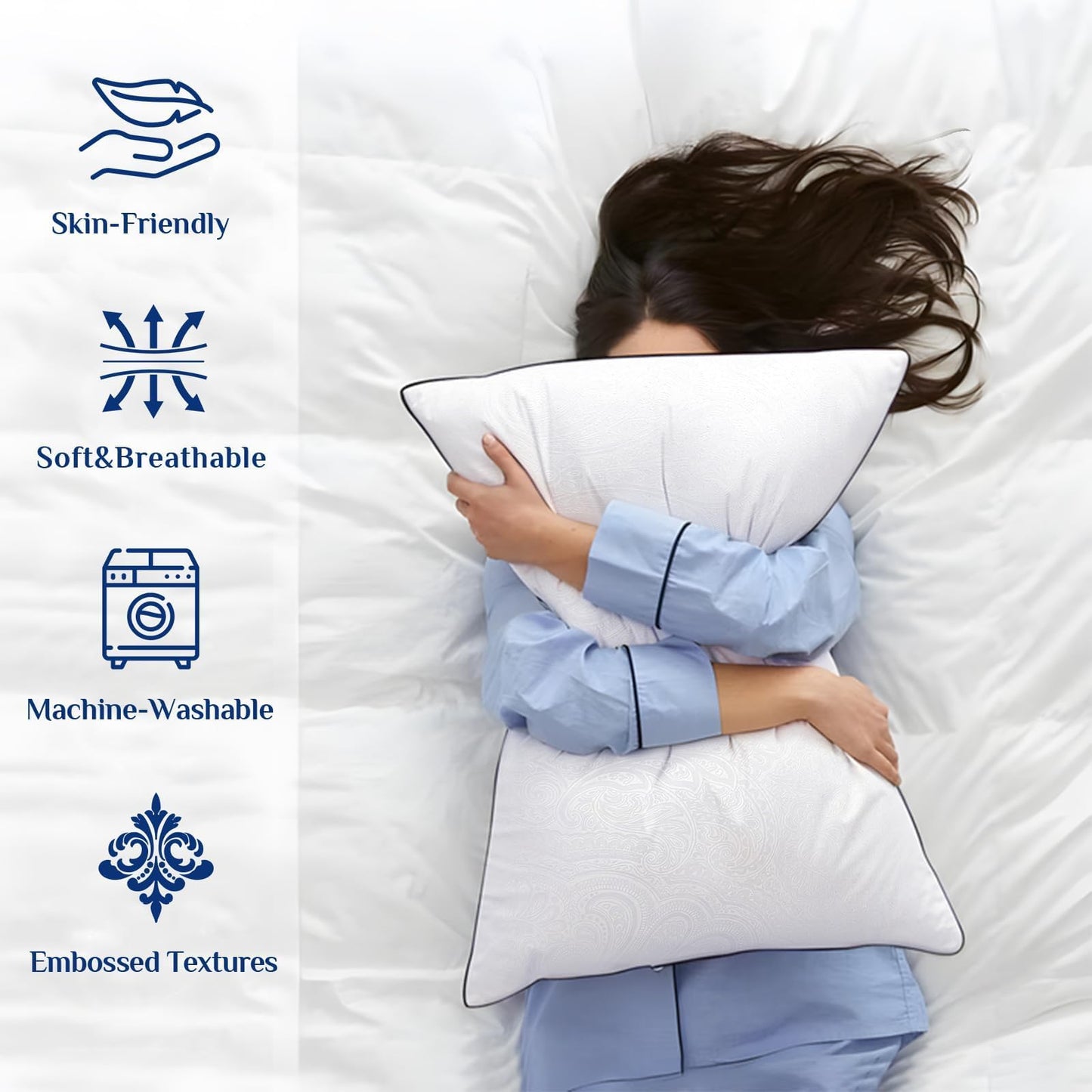 JOLLYVOGUE Pillows Queen Size 2 Pack for Sleeping, Soft and Supportive Bed Pillow for Side and Back Sleeper, Down Alternative Hotel Collection Pillows-20 x30