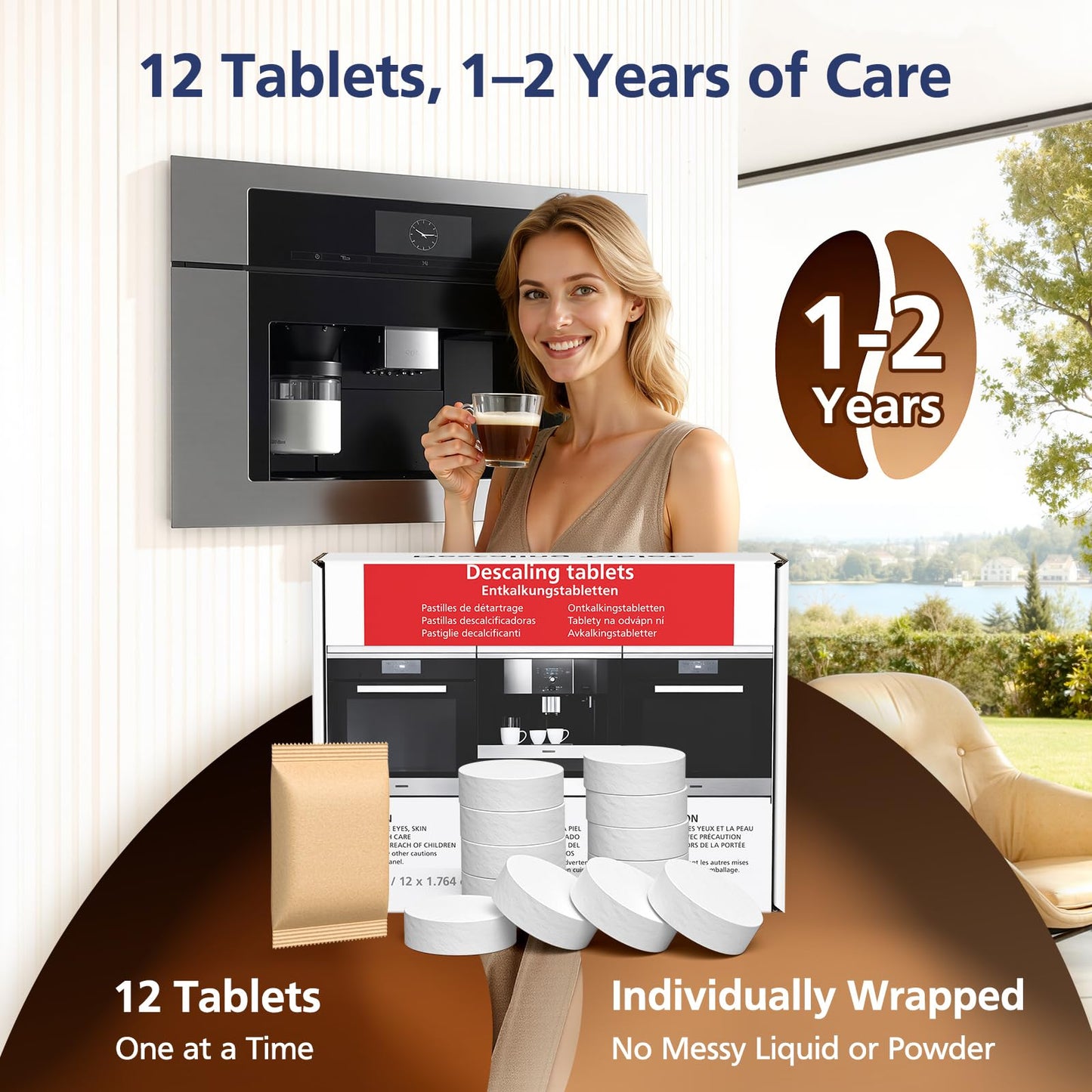 VILLAPOOL 12 Count Descaling Tablets Compatible with Miele Coffee Machines, Steam Ovens, FashionMaster, and Ovens/Ranges with Moisture Plus